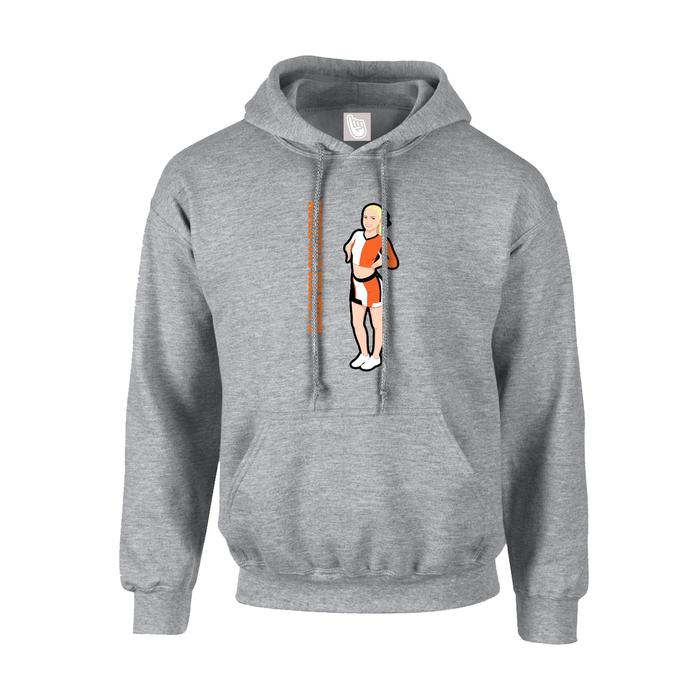 Hoodie — Name Vertical in Grey