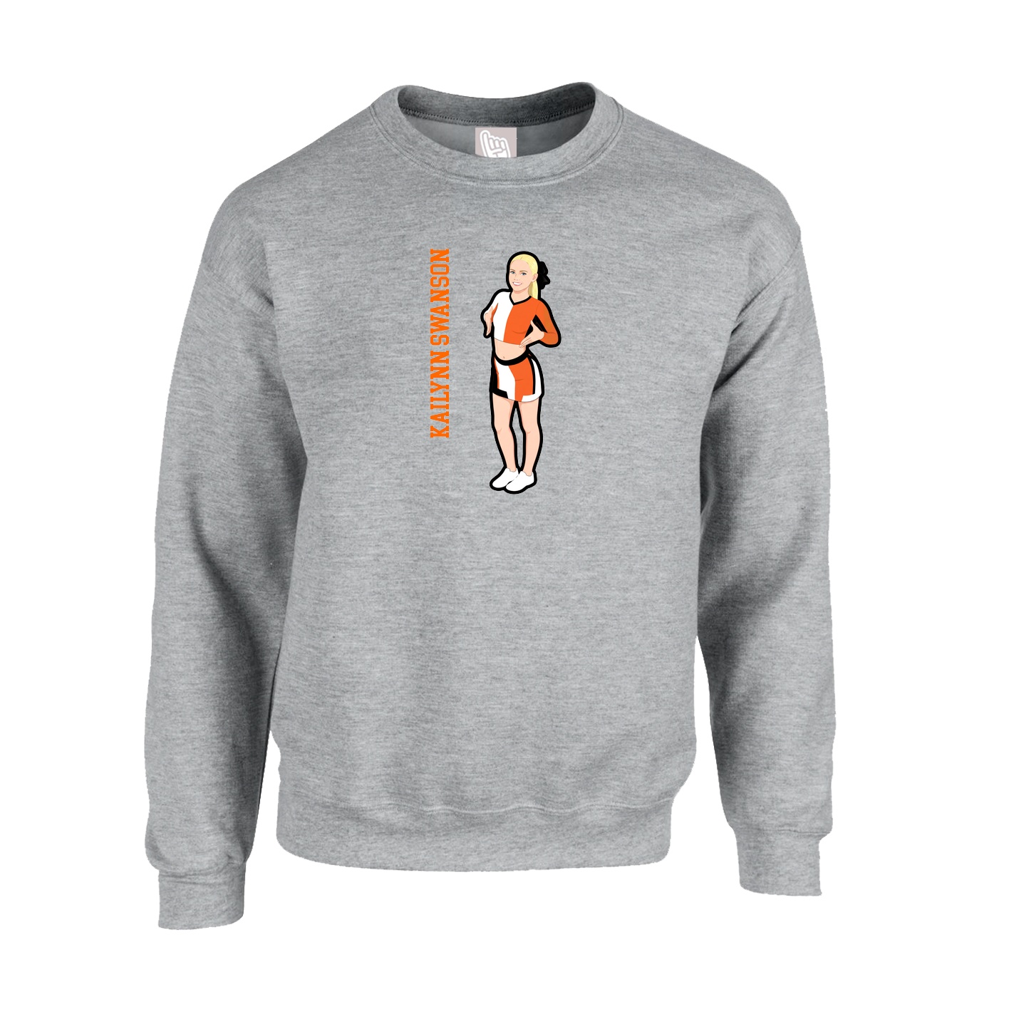 Fleece Crew — Name Vertical in Grey