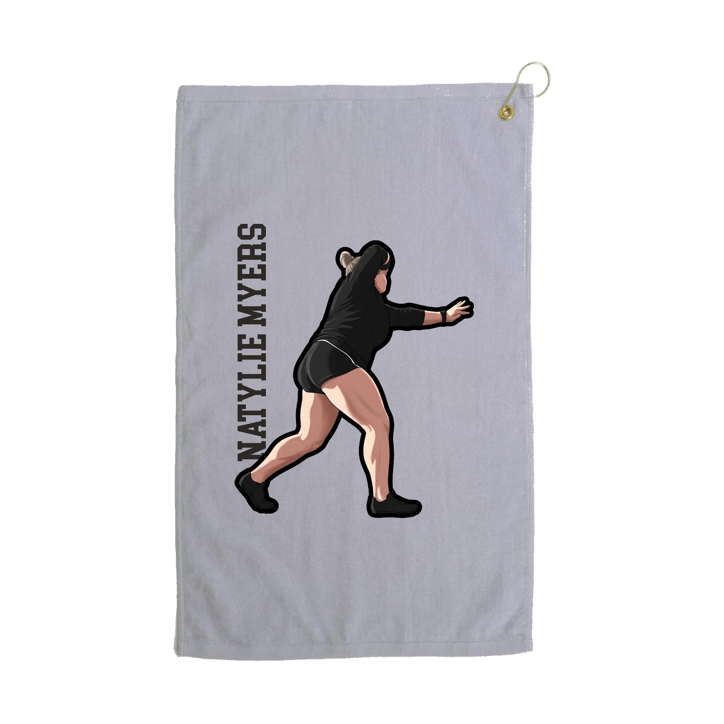 Golf Towel — Name Vertical in Grey