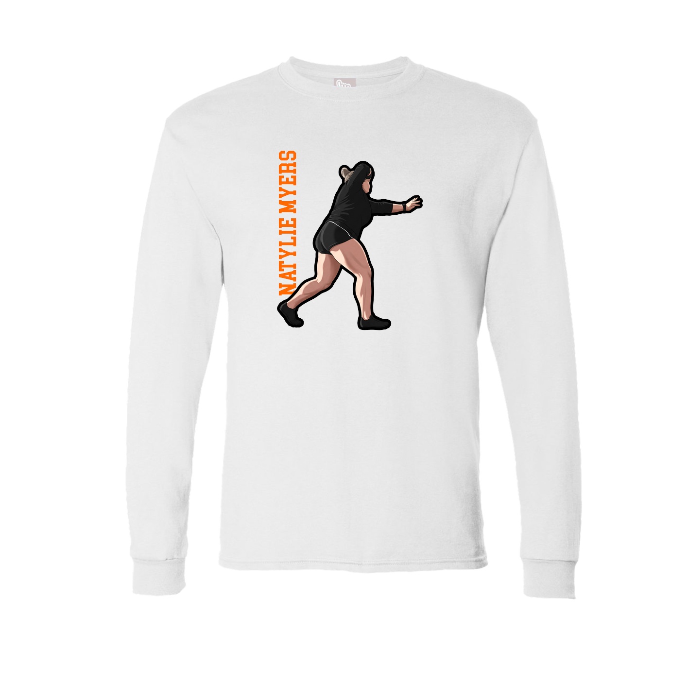 Long Sleeve Tee — Name Vertical in White