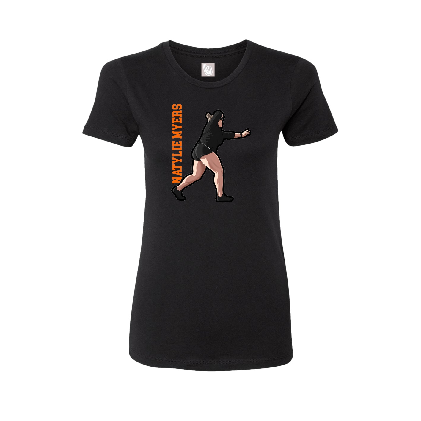 Fitted Women's Tee — Name Vertical in Black