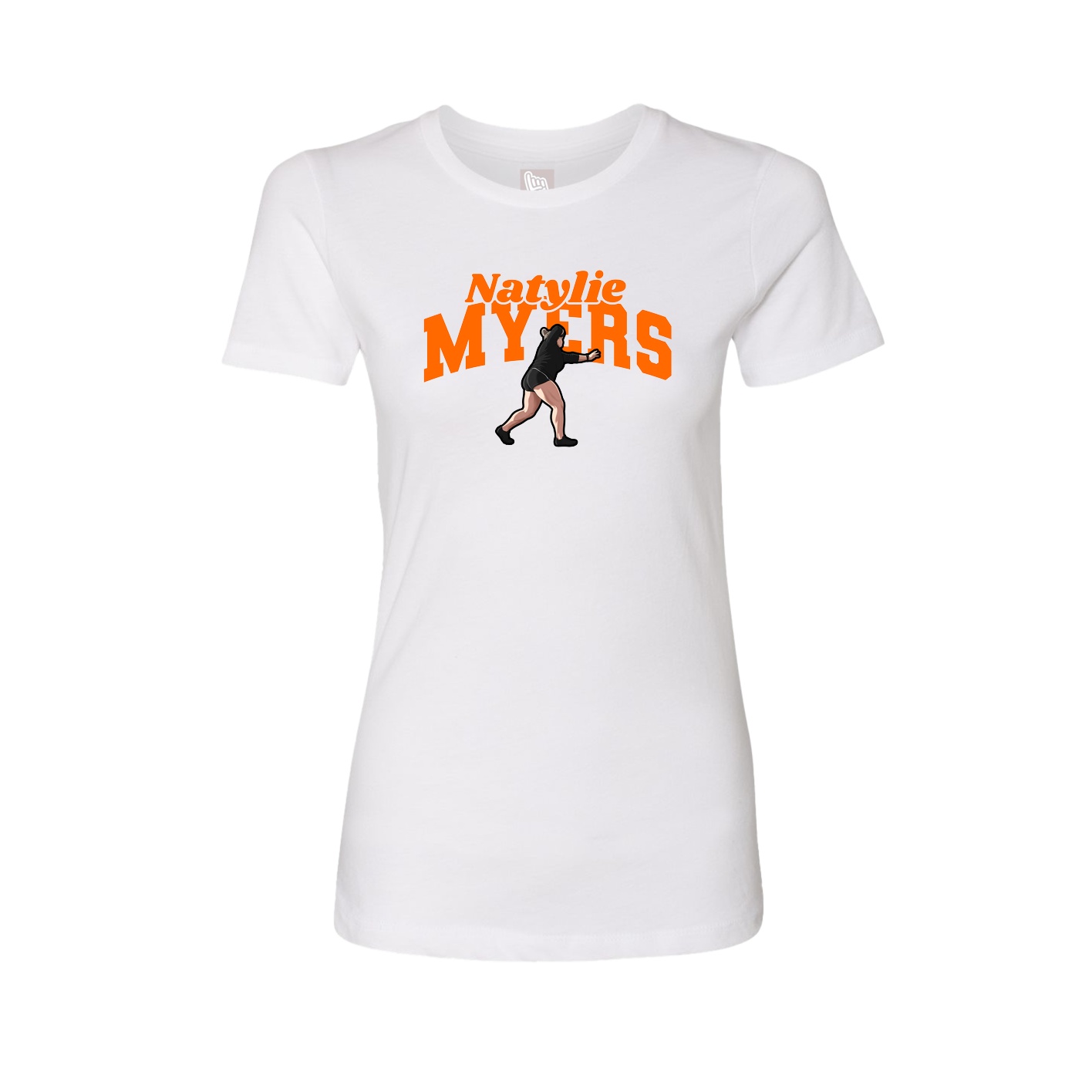 Fitted Women's Tee — Signature Arch in White