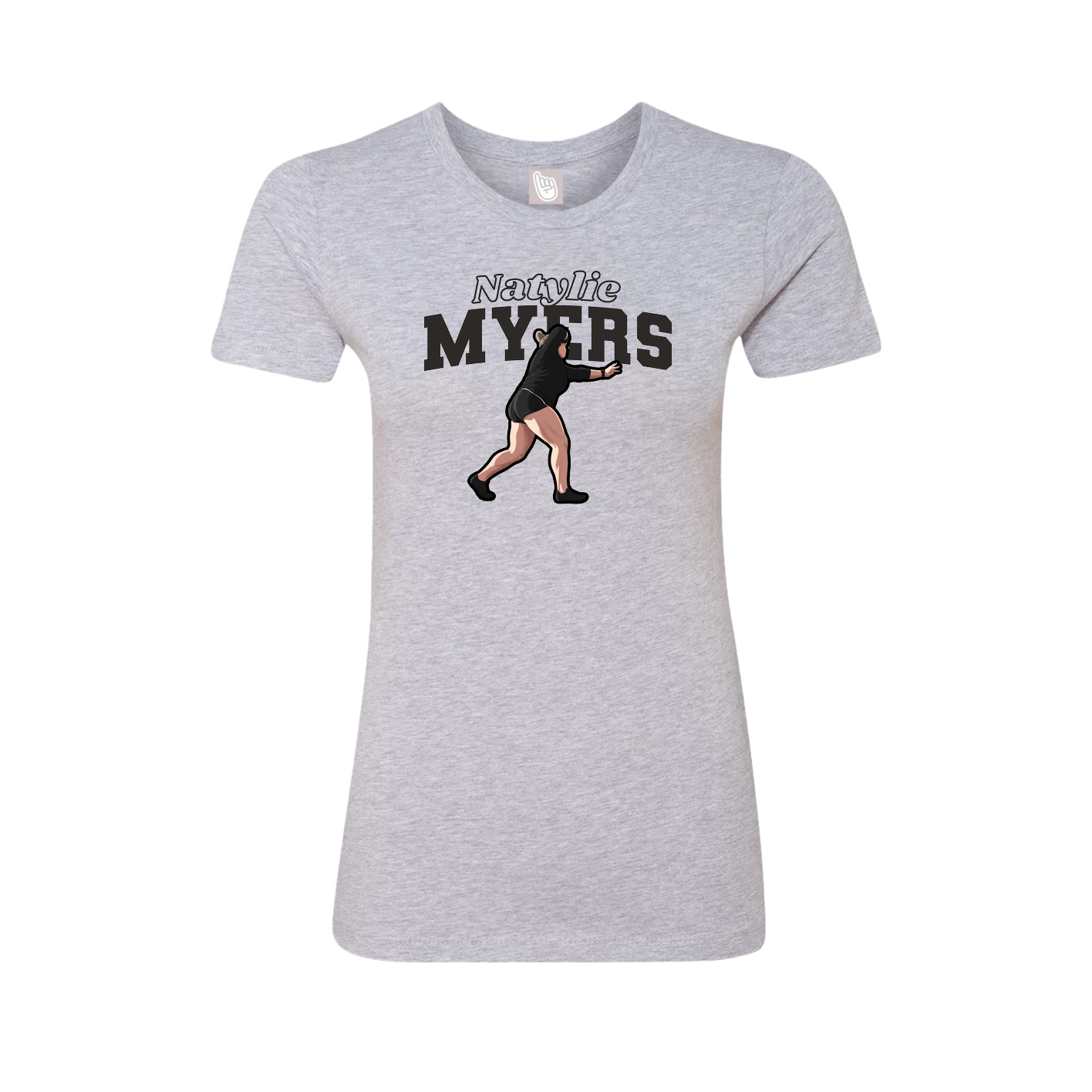 Fitted Women's Tee — Name Arch in Grey