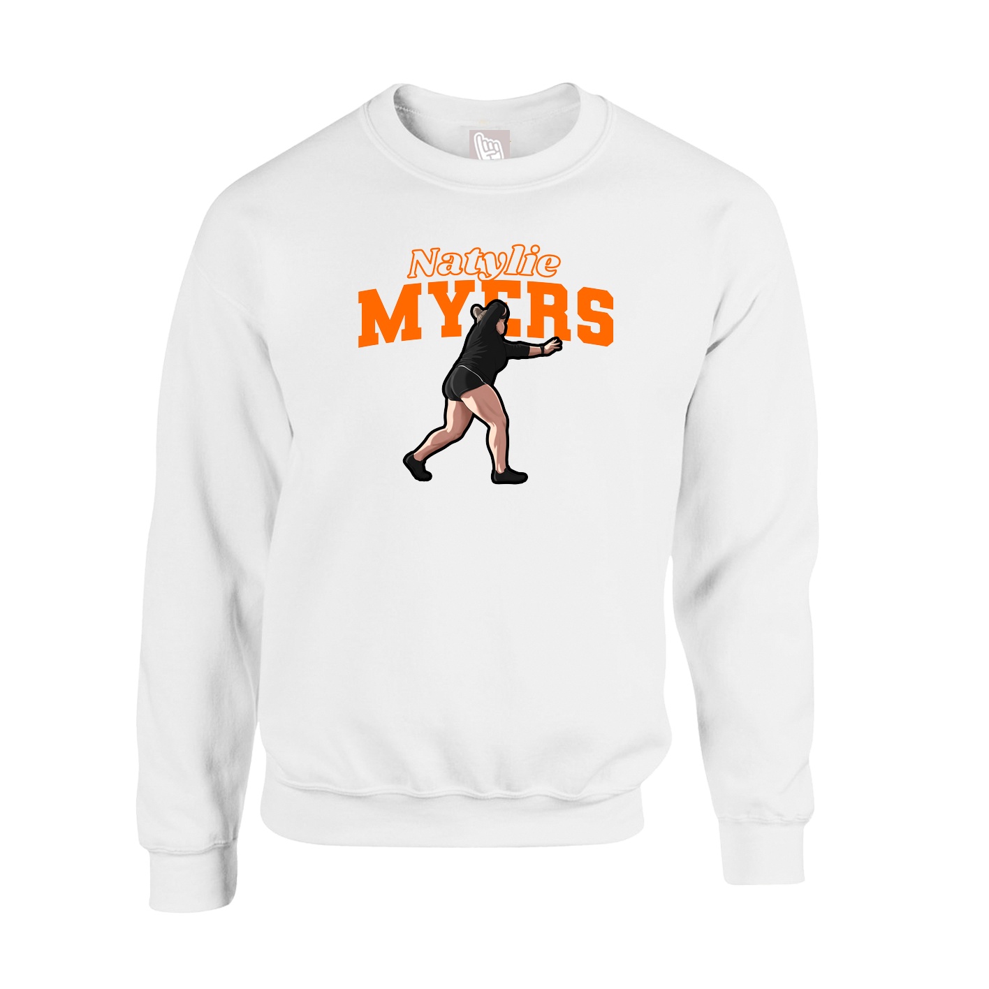Fleece Crew — Name Arch in White