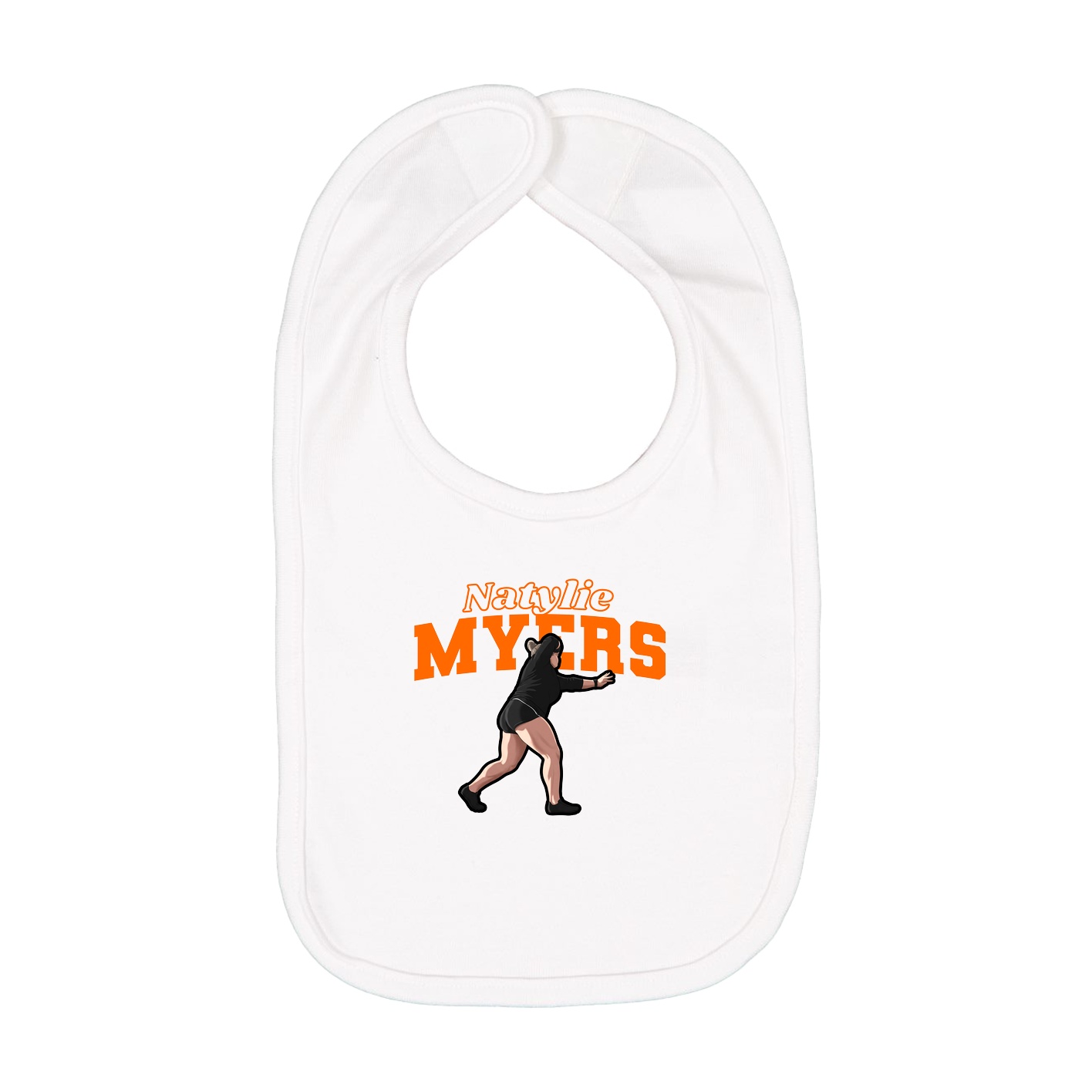 Infant Bib — Name Arch in White
