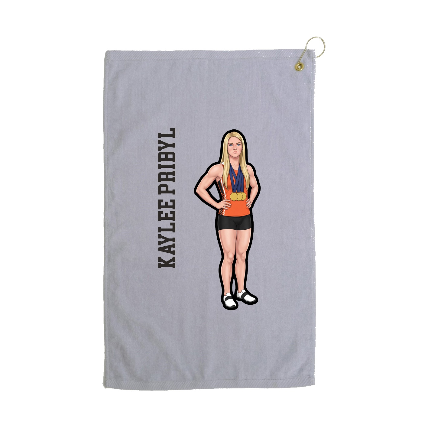 Golf Towel — Name Vertical in Grey