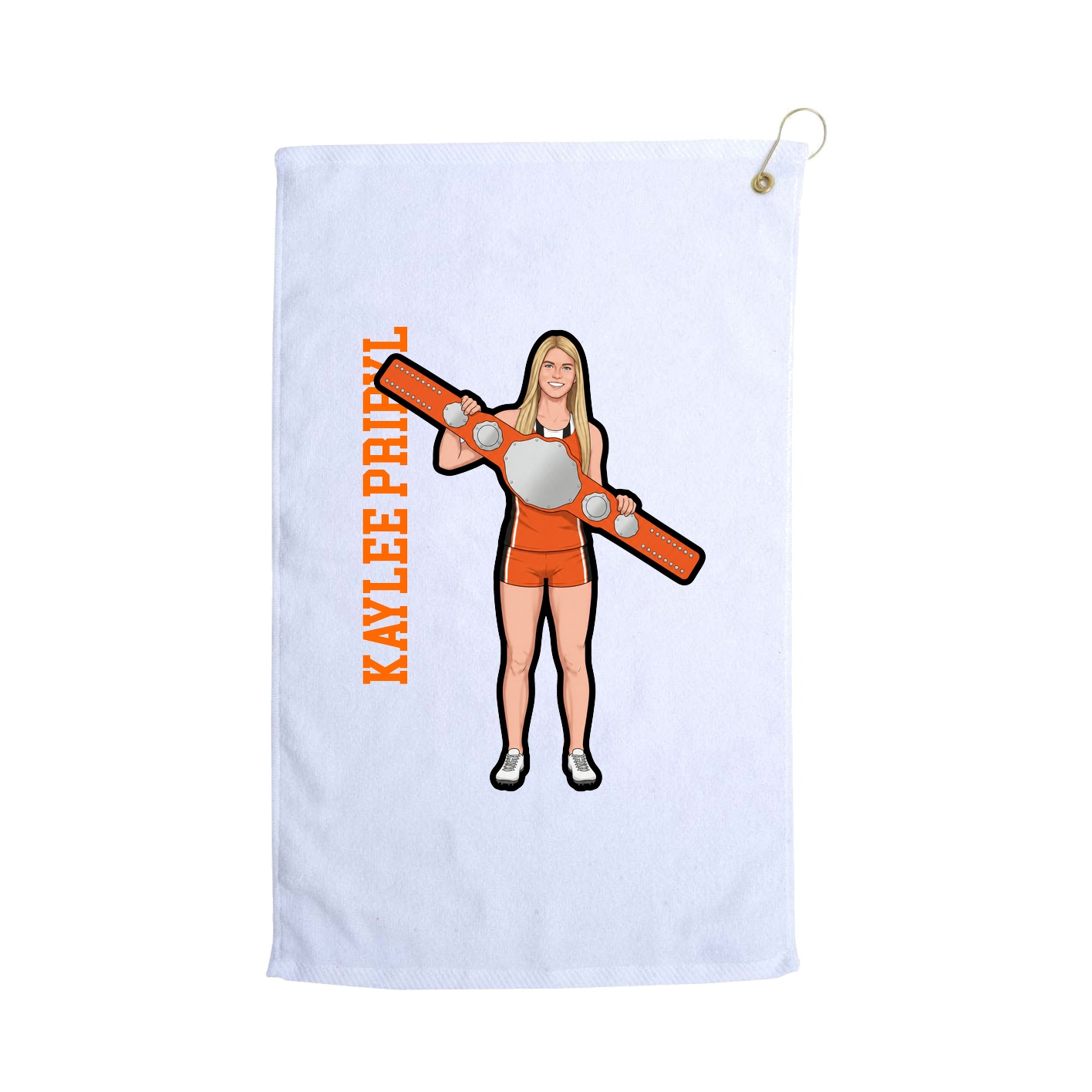 Golf Towel — Name Vertical in White