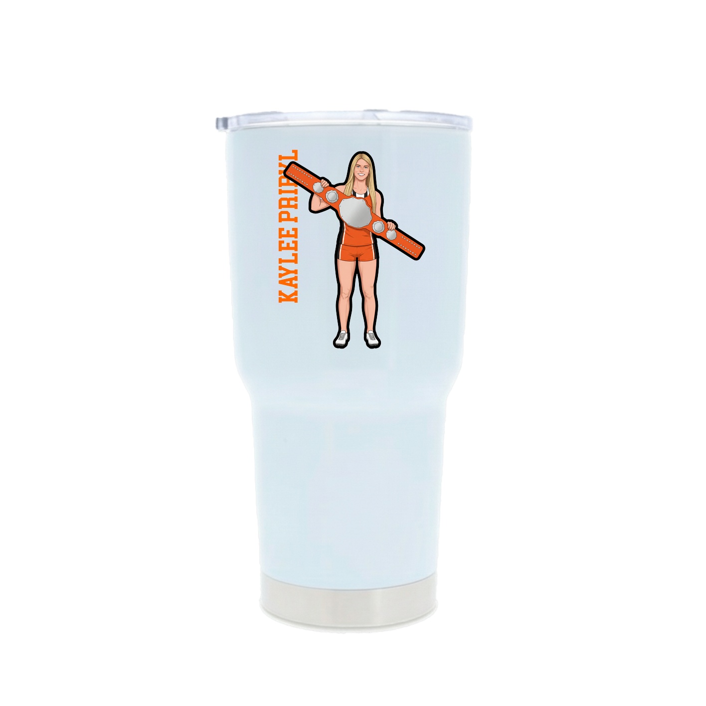 30oz Stainless Steel Tumbler — Name Vertical in White