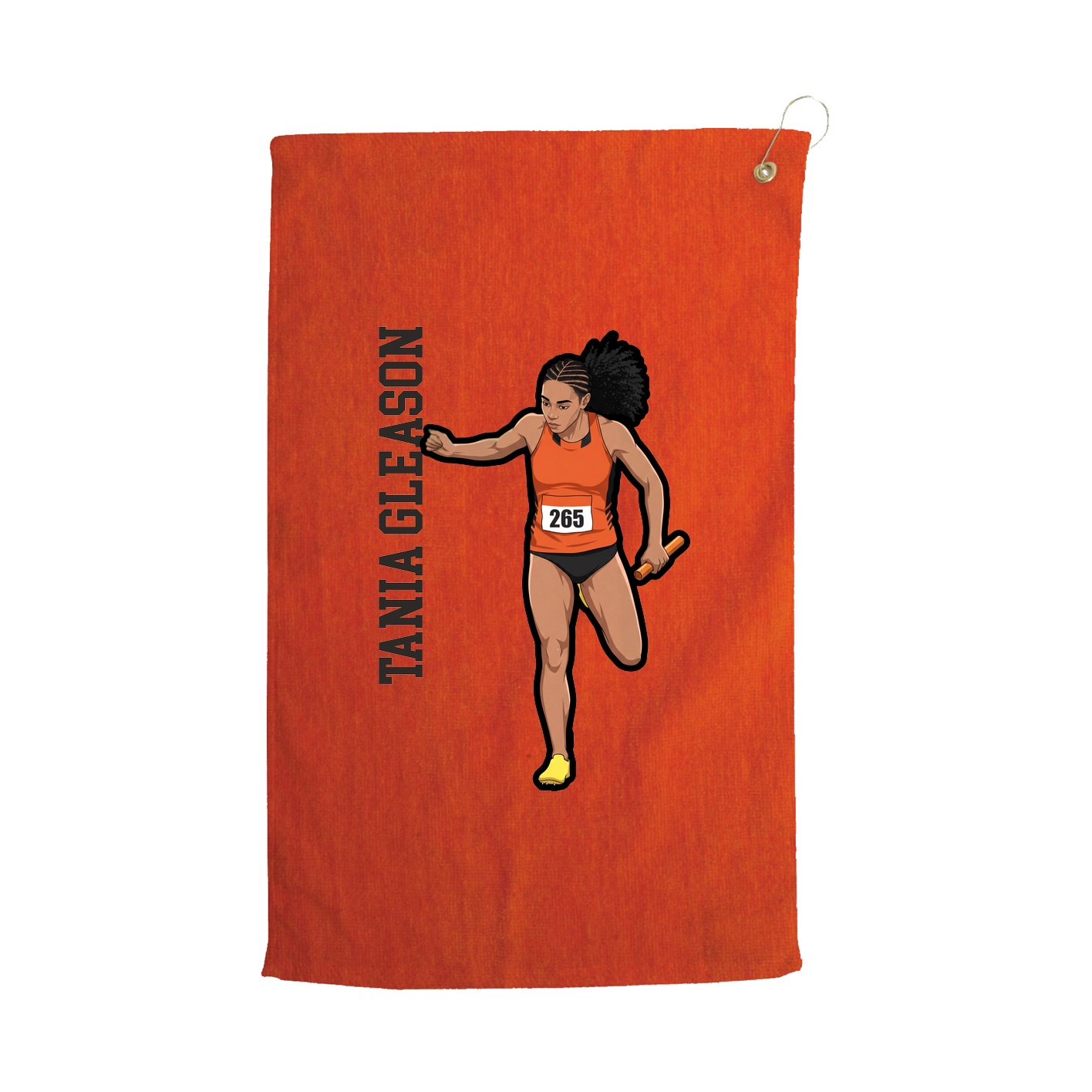 Golf Towel — Name Vertical in Orange