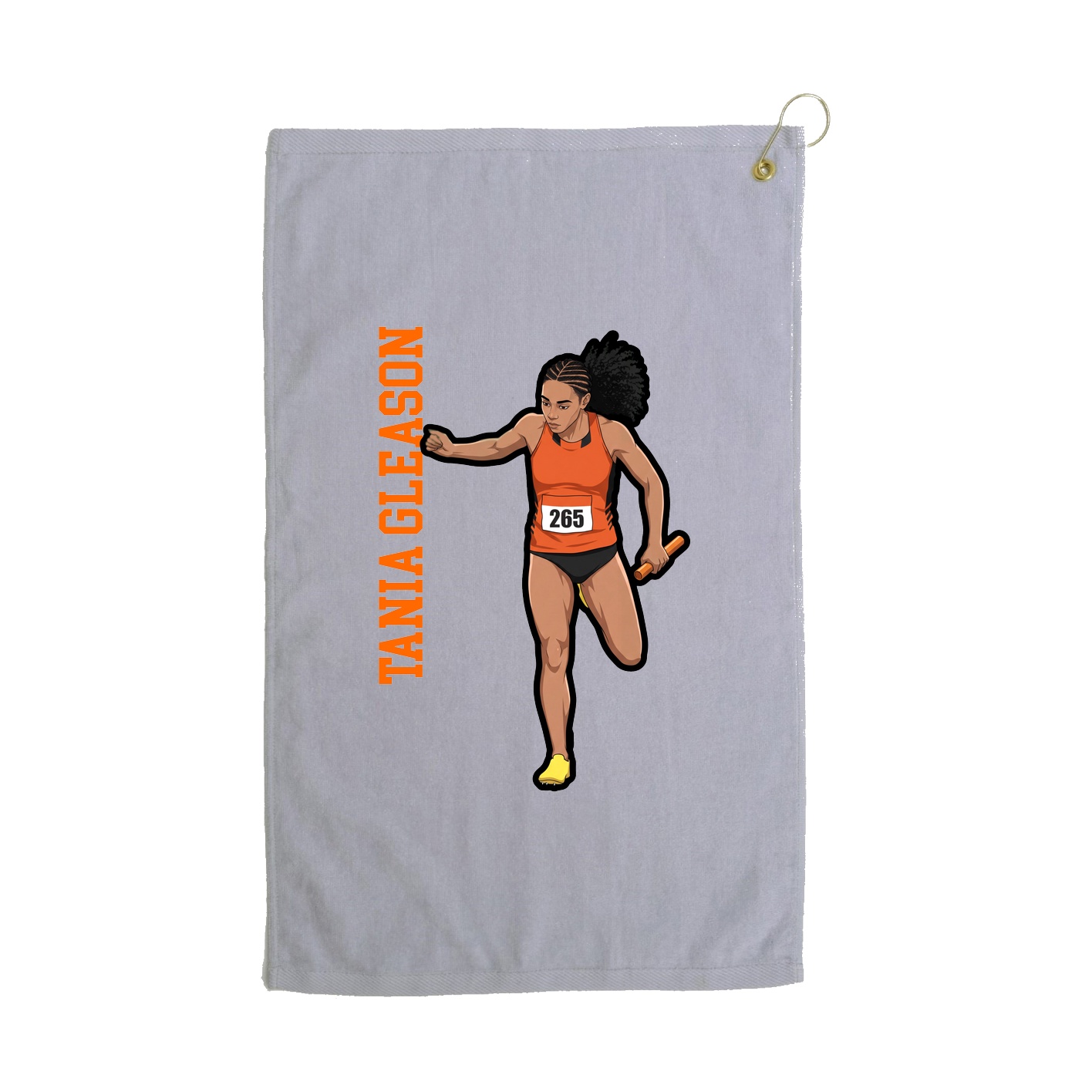 Golf Towel — Name Vertical in Grey