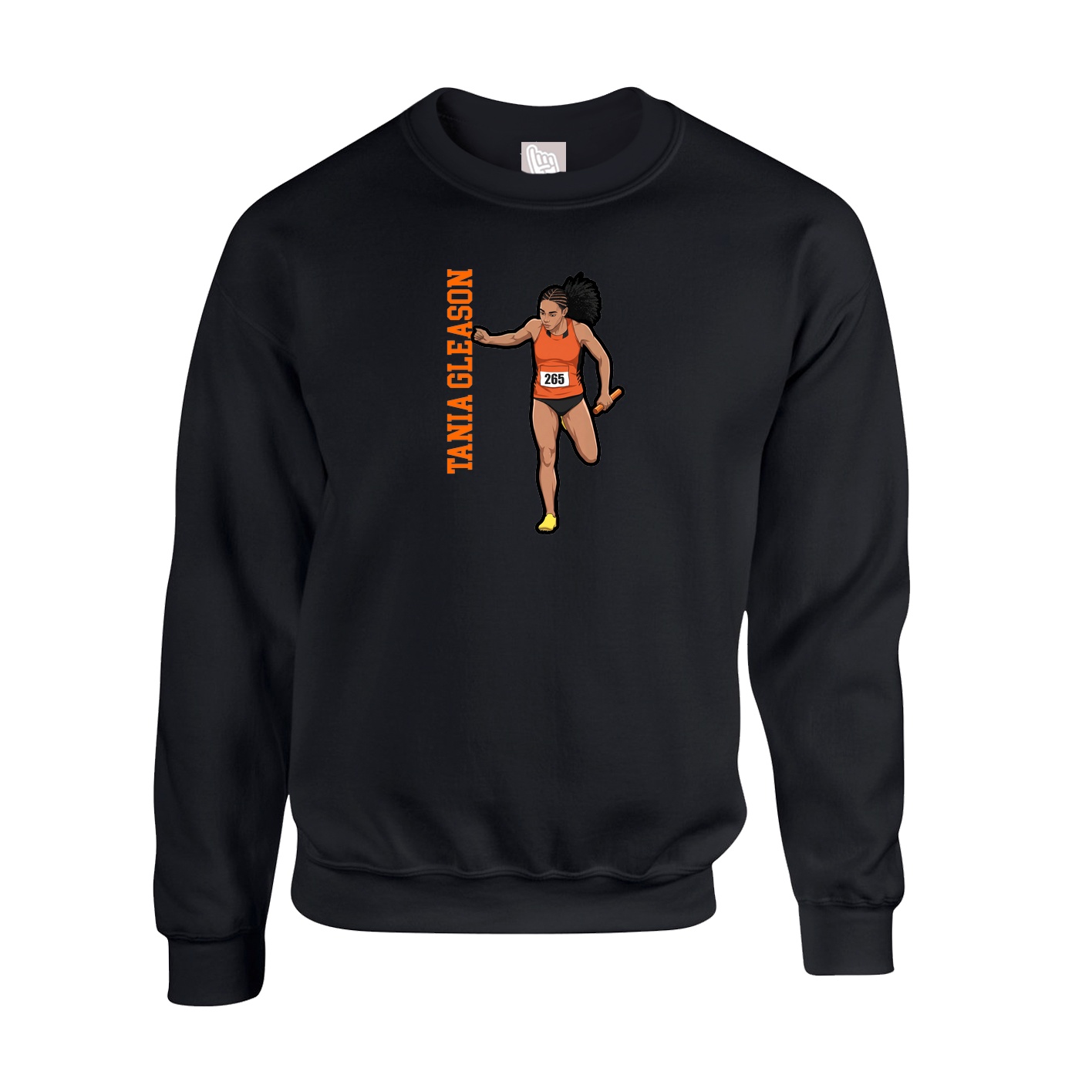 Fleece Crew — Name Vertical in Black