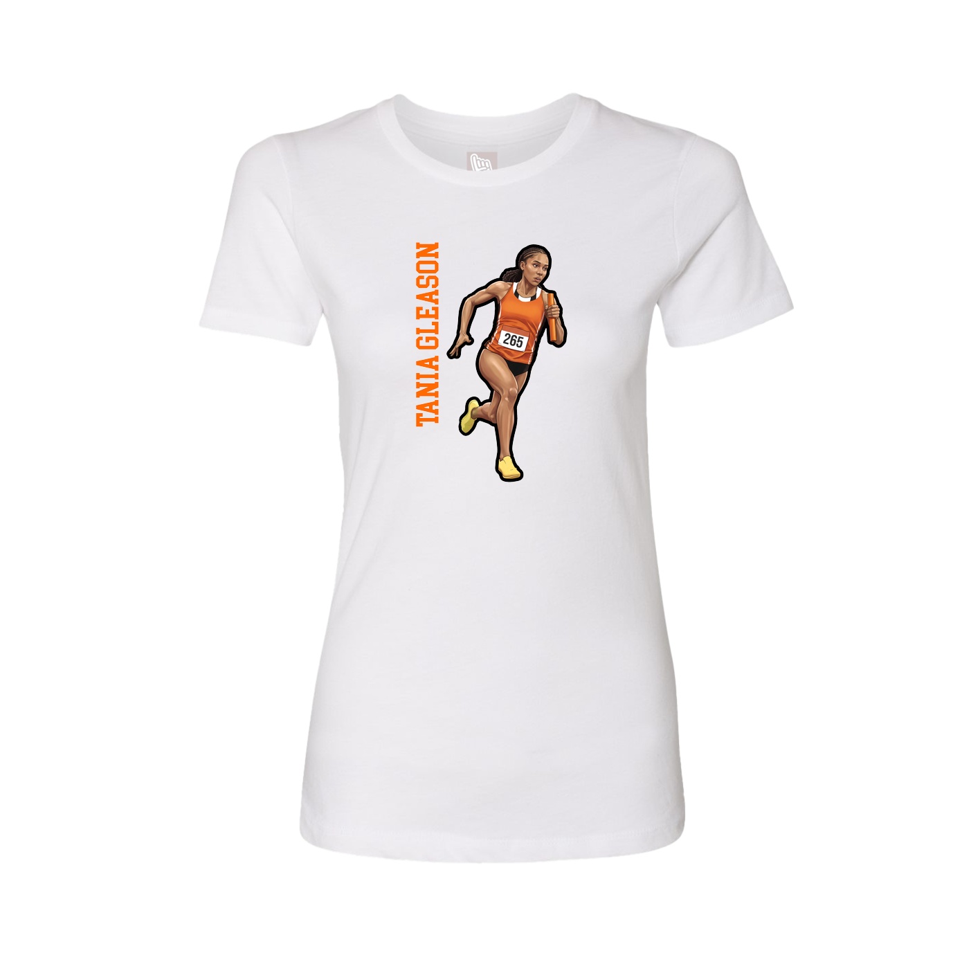 Womens Tee — Name Vertical in White
