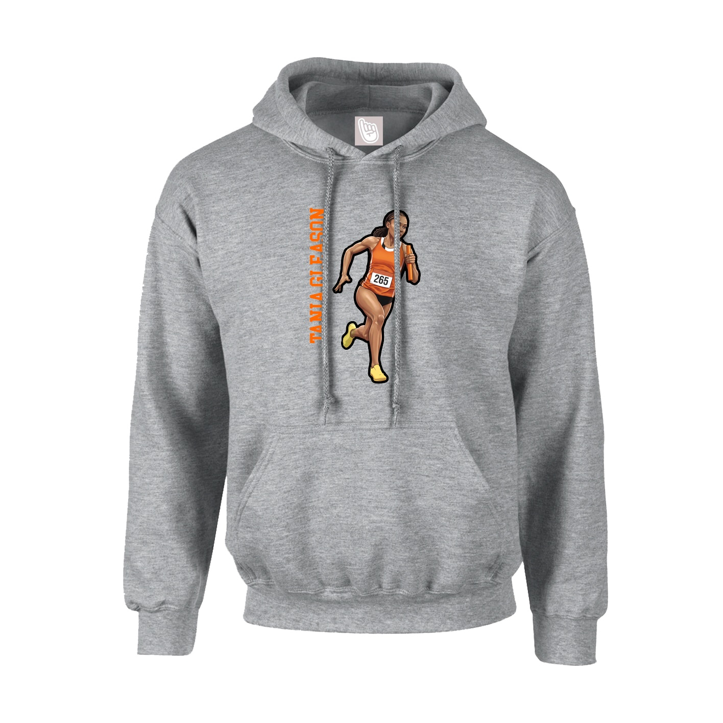 Hoodie — Name Vertical in Grey