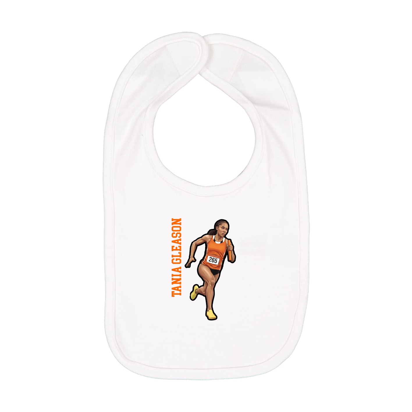 Infant Bib — Name Vertical in White