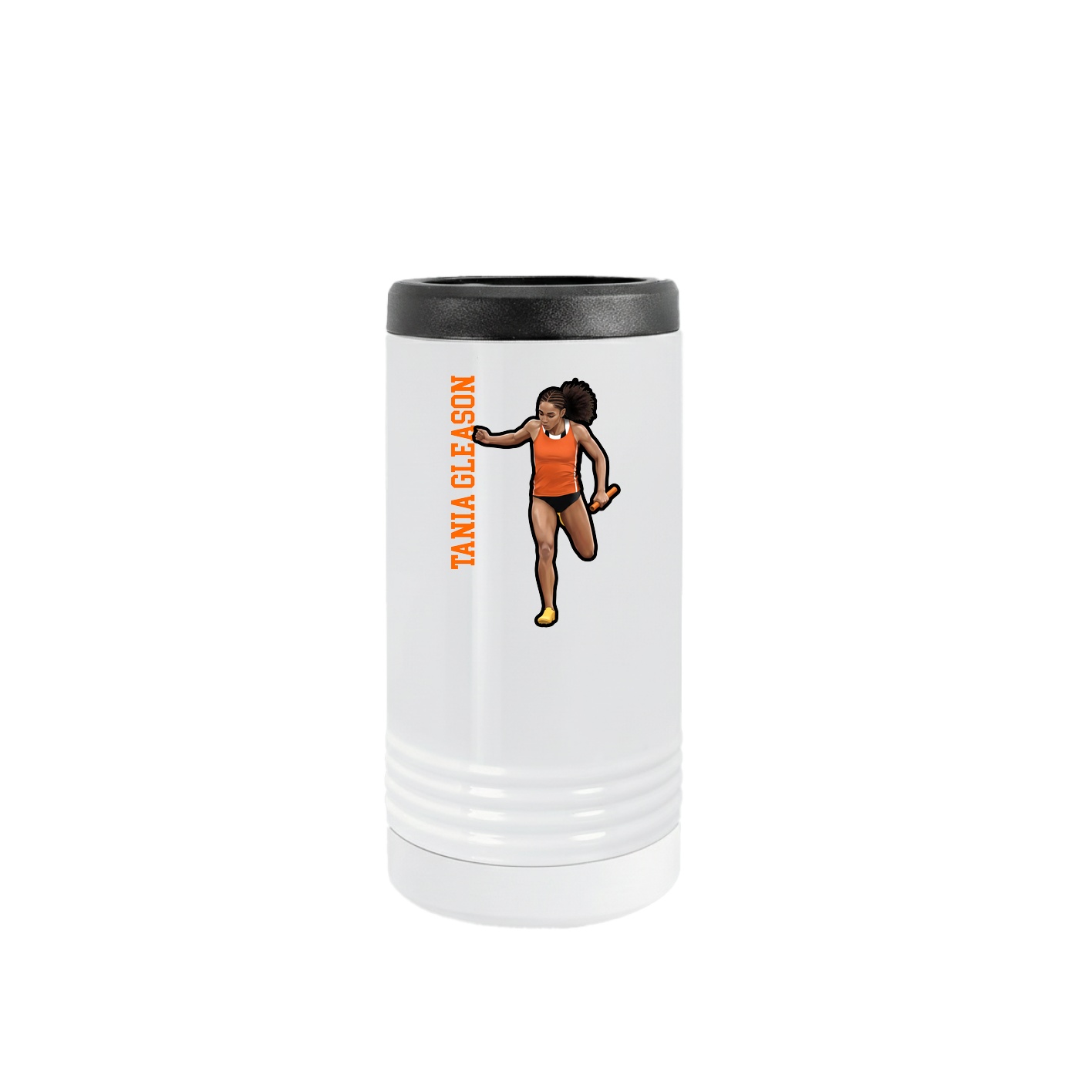 Slim Beverage Holder — Name Vertical in White