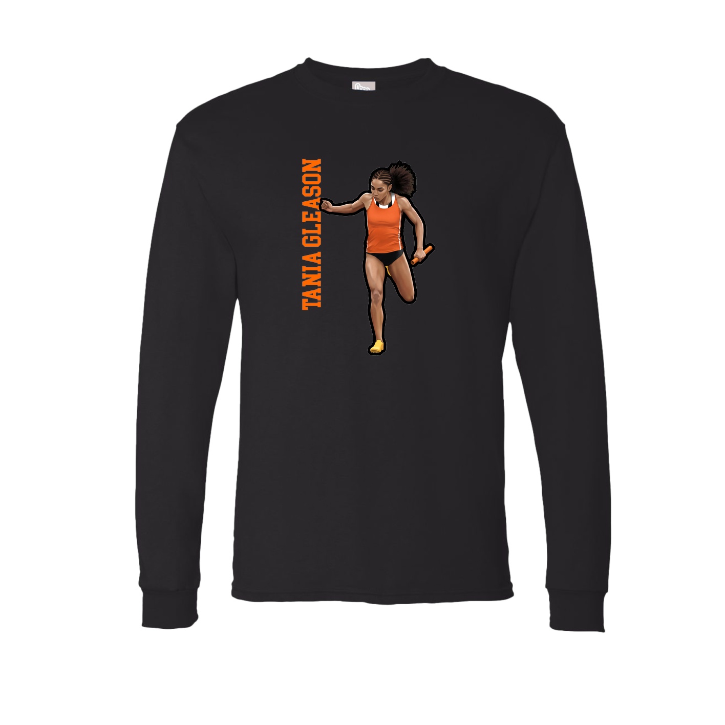 Long Sleeve Tee — Name Vertical in Black
