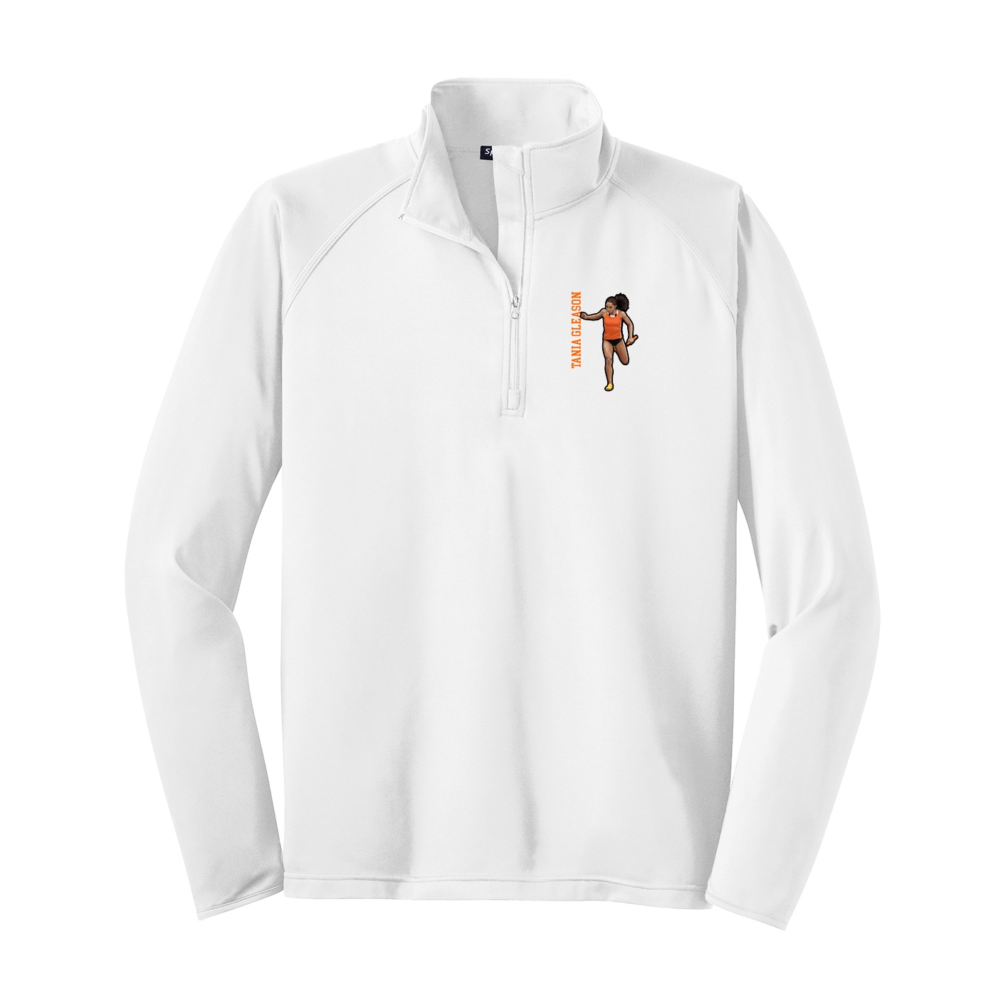 Q-Zip Pullover — Name Vertical in White