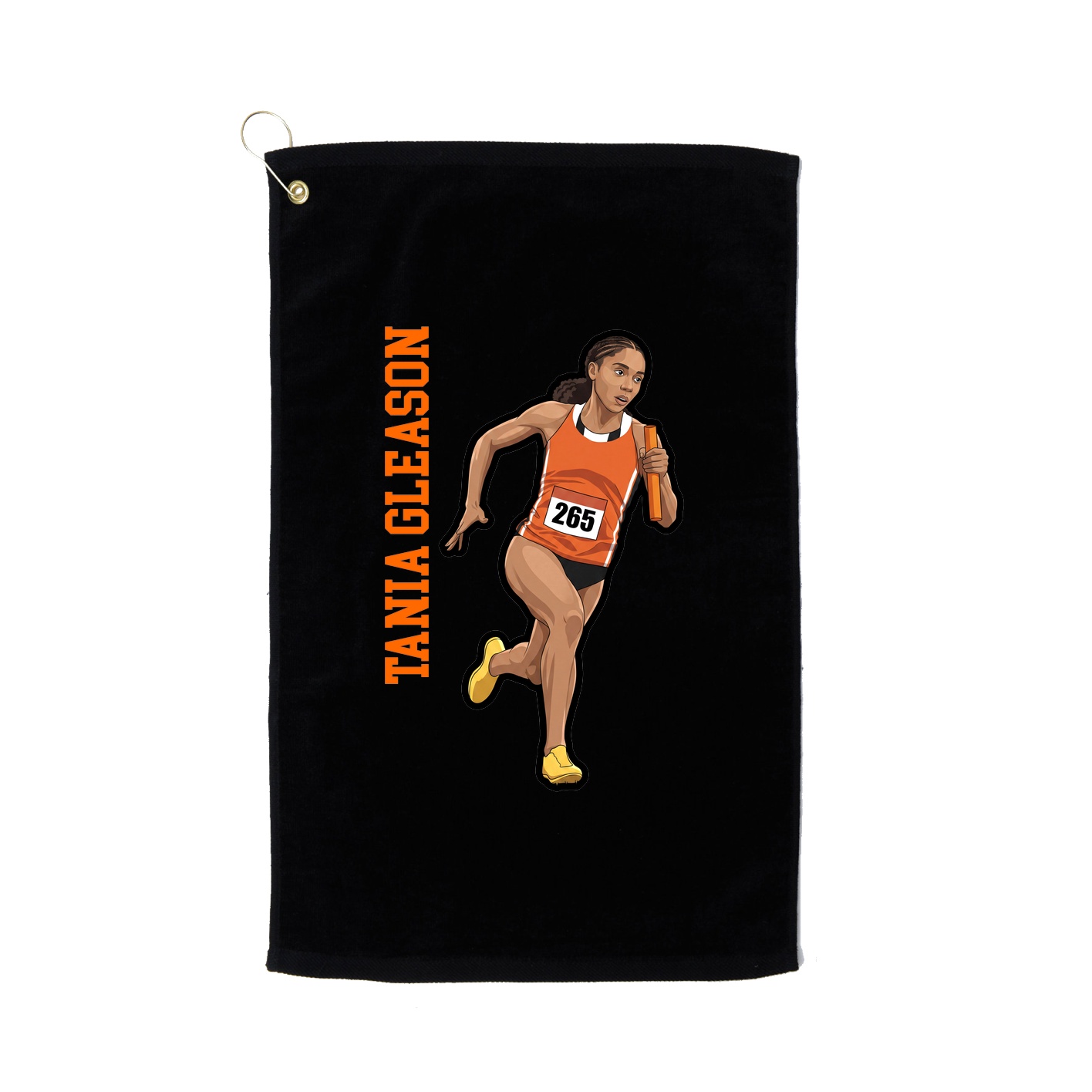 Golf Towel — Name Vertical in Black