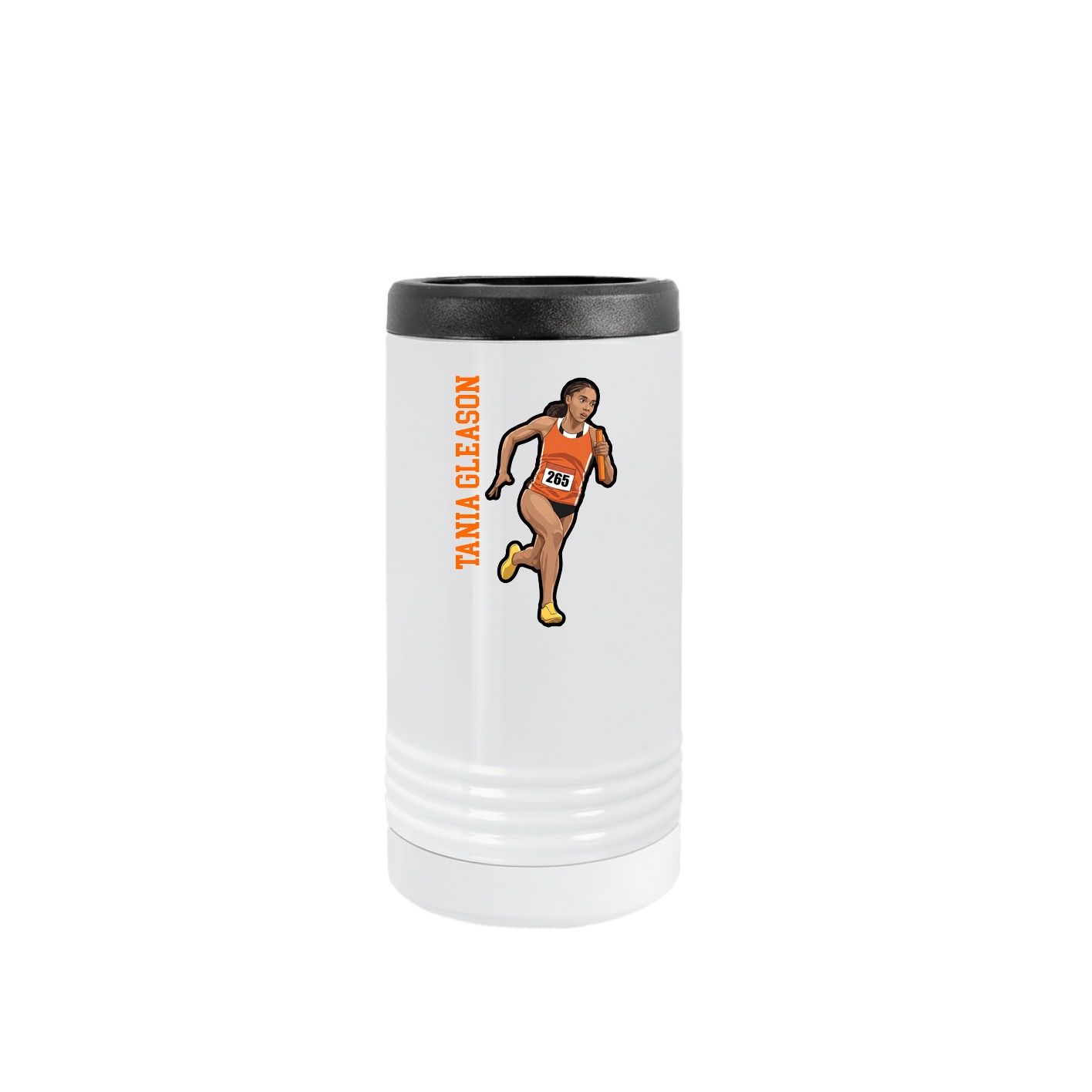 Slim Beverage Holder — Name Vertical in White