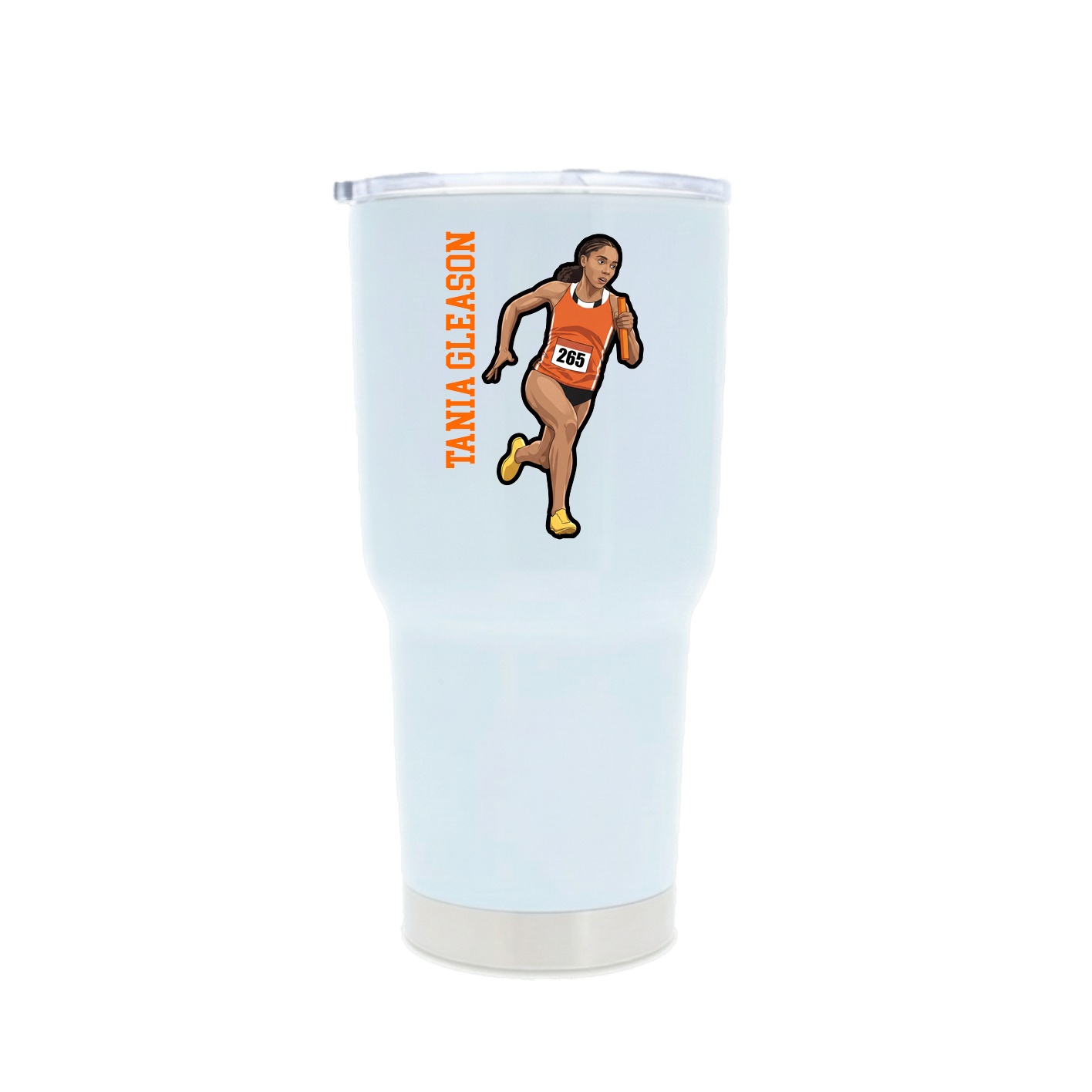 30oz Stainless Steel Tumbler — Name Vertical in White