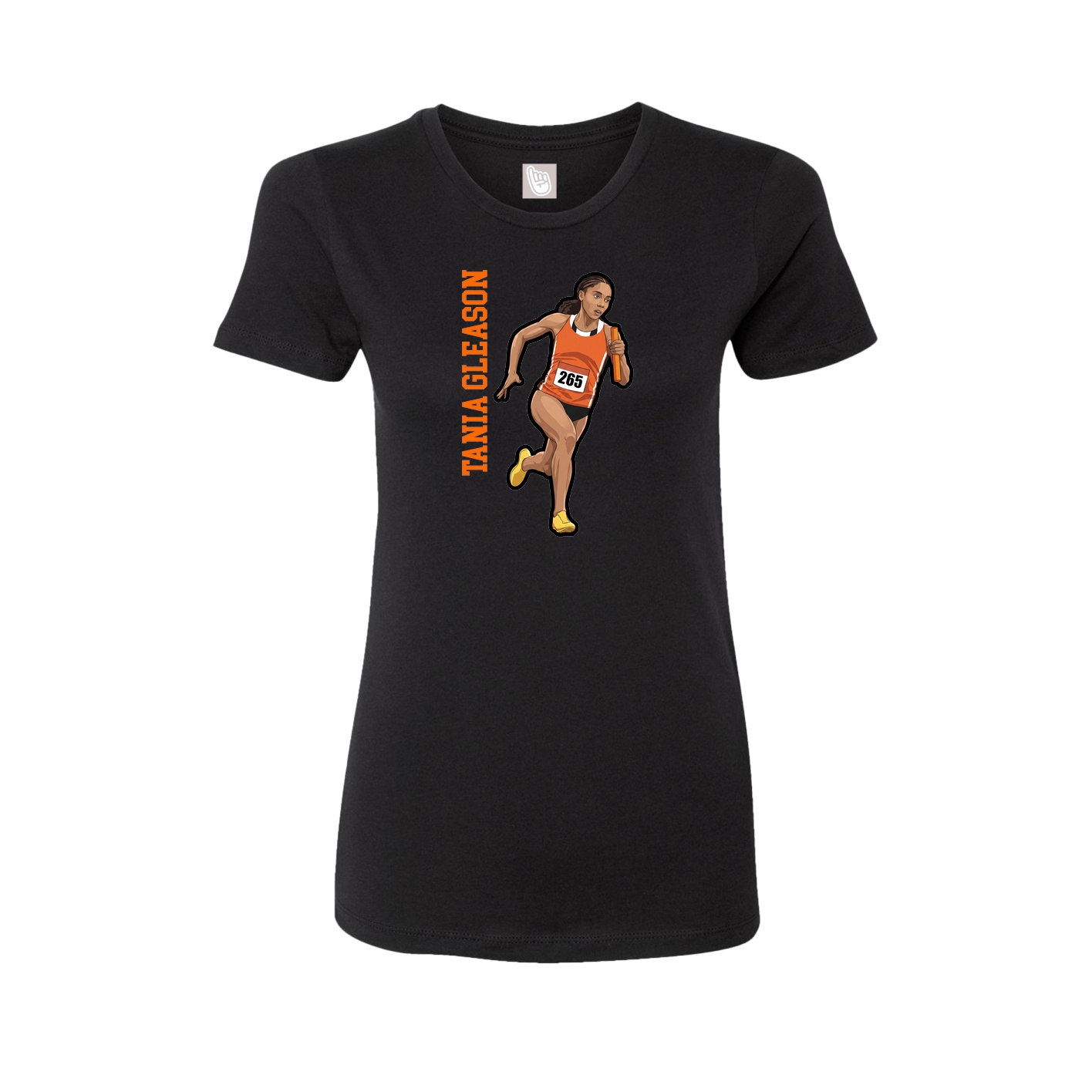 Womens Tee — Name Vertical in Black
