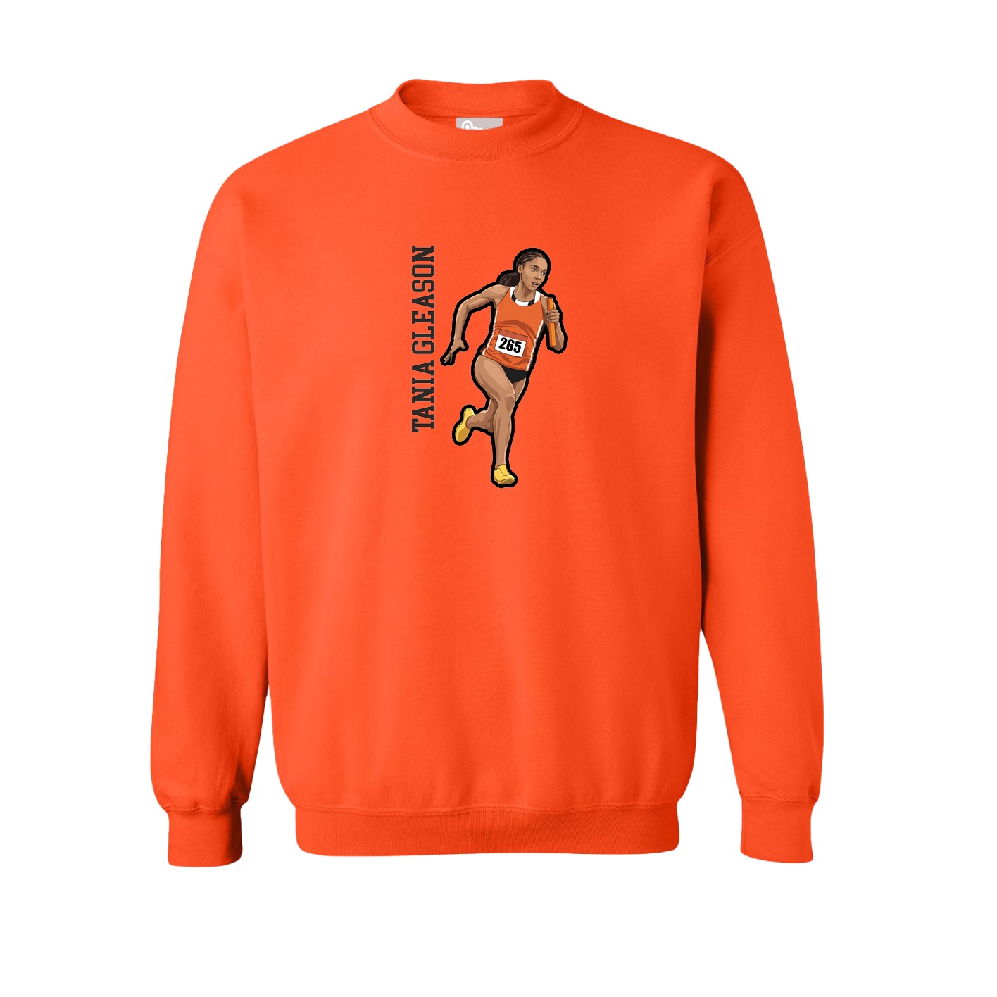 Fleece Crew — Name Vertical in Orange