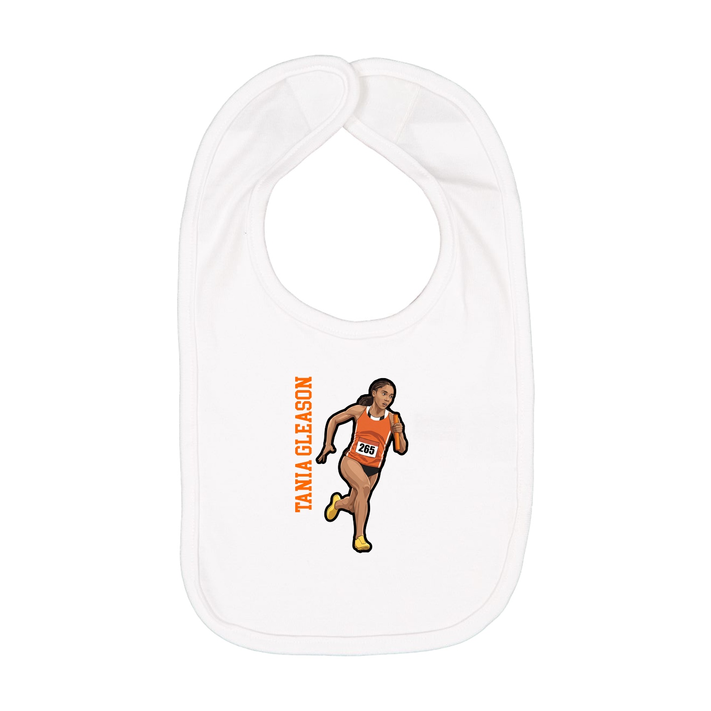 Infant Bib — Name Vertical in White