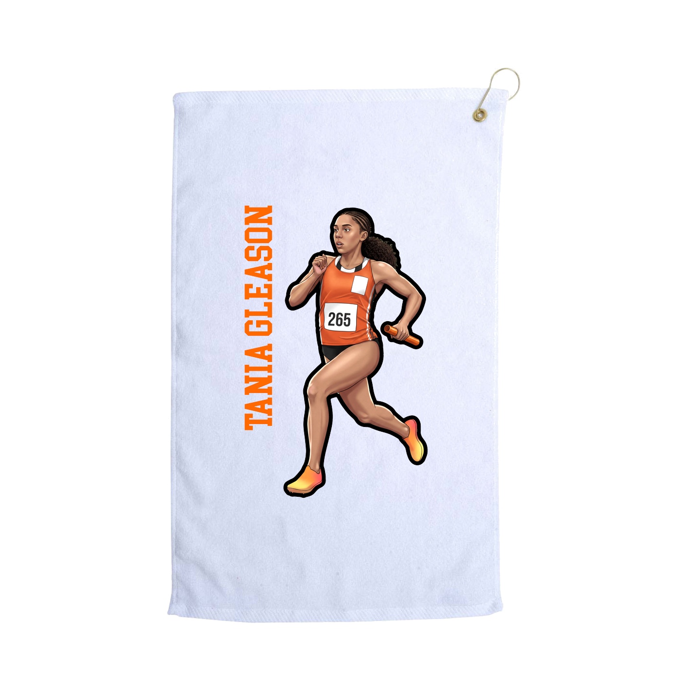 Golf Towel — Name Vertical in White