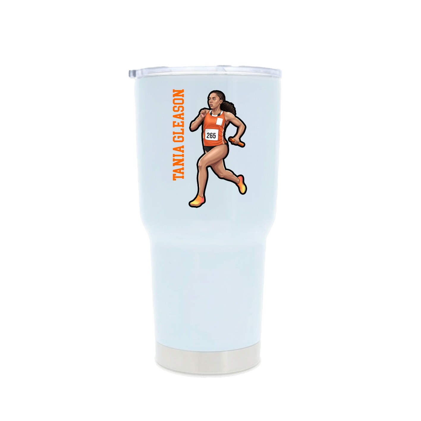30oz Stainless Steel Tumbler — Name Vertical in White