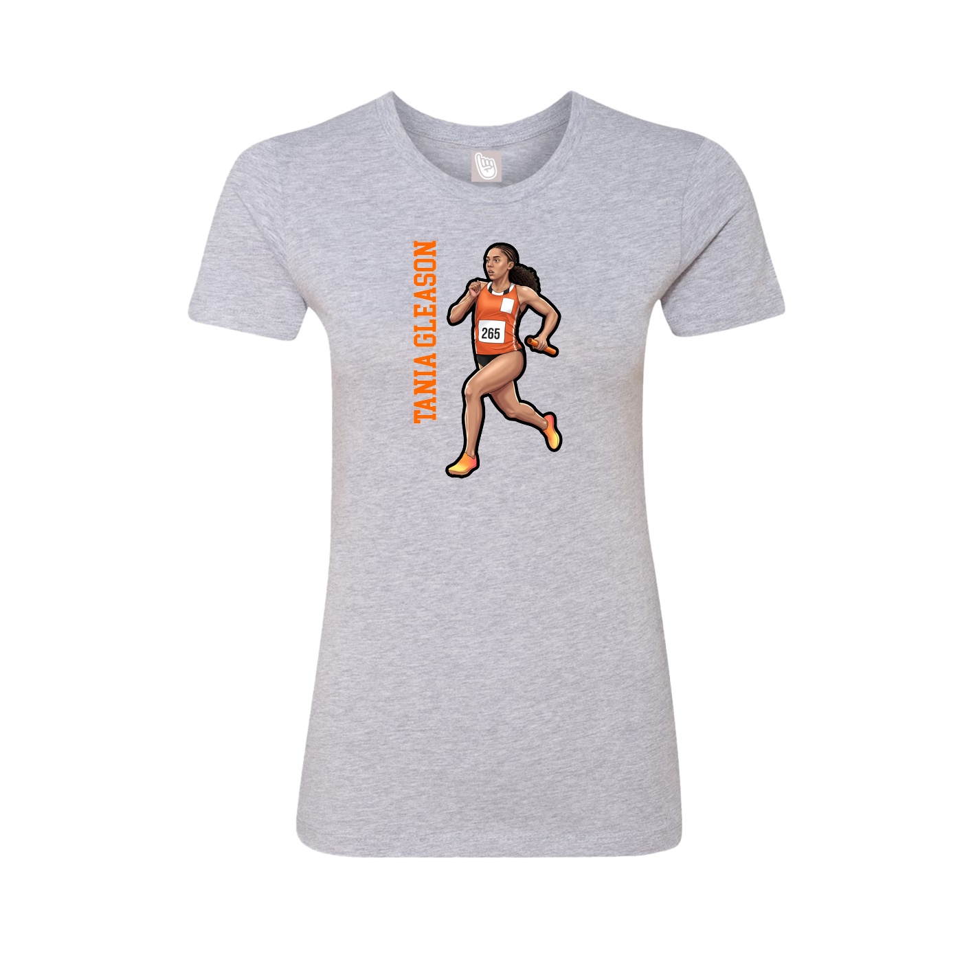 Womens Tee — Name Vertical in Grey