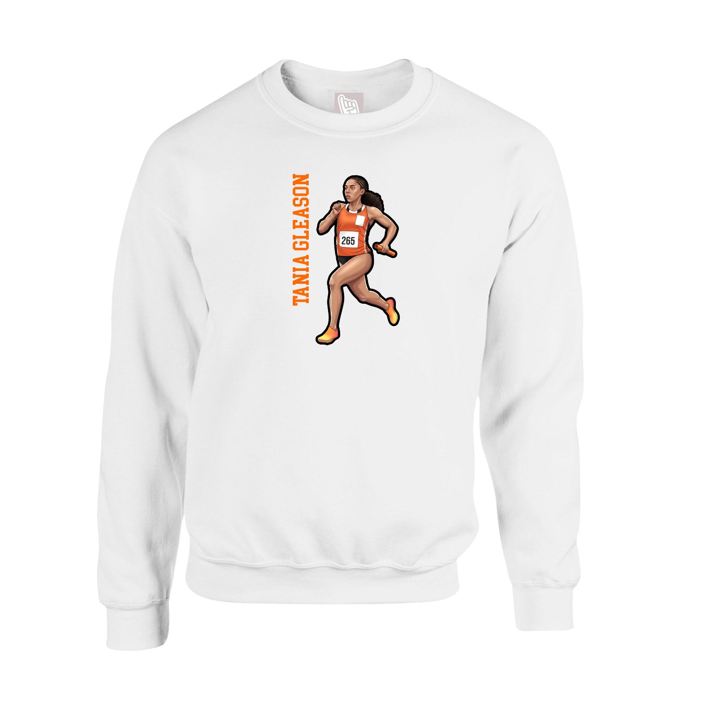 Fleece Crew — Name Vertical in White