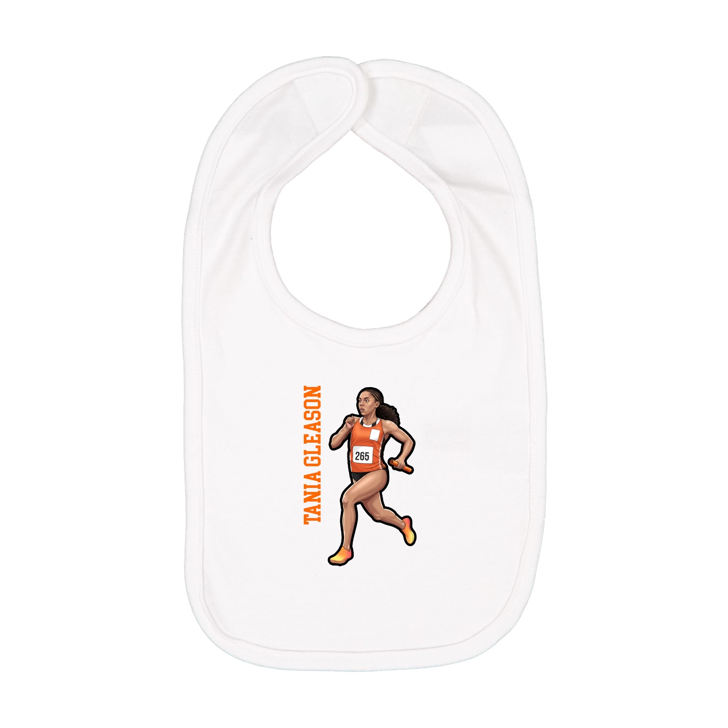 Infant Bib — Name Vertical in White