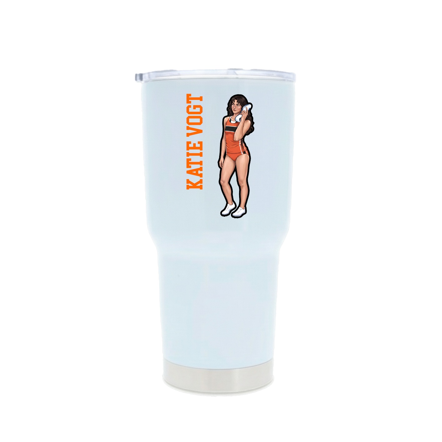 30oz Stainless Steel Tumbler — Name Vertical in White