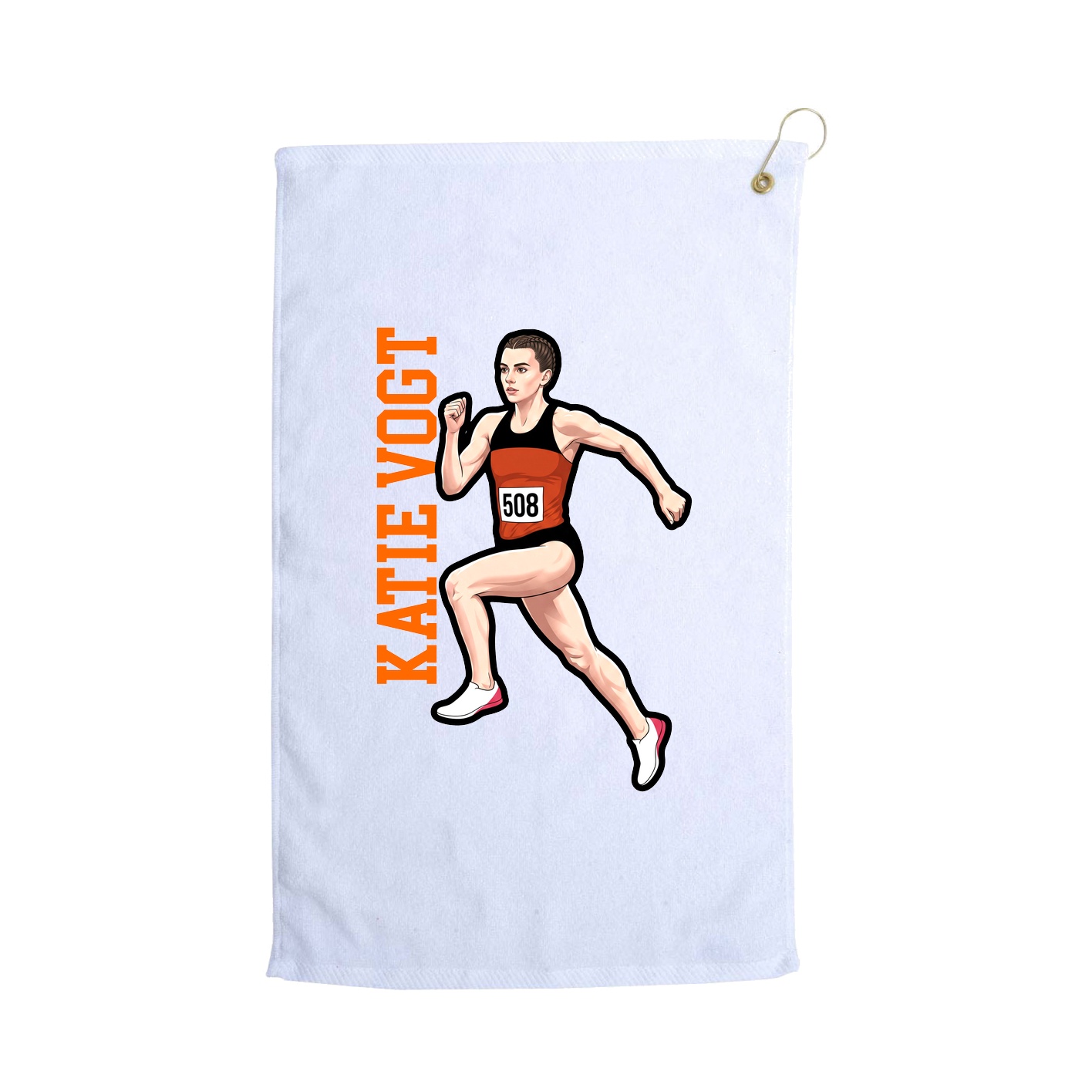 Golf Towel — Name Vertical in White