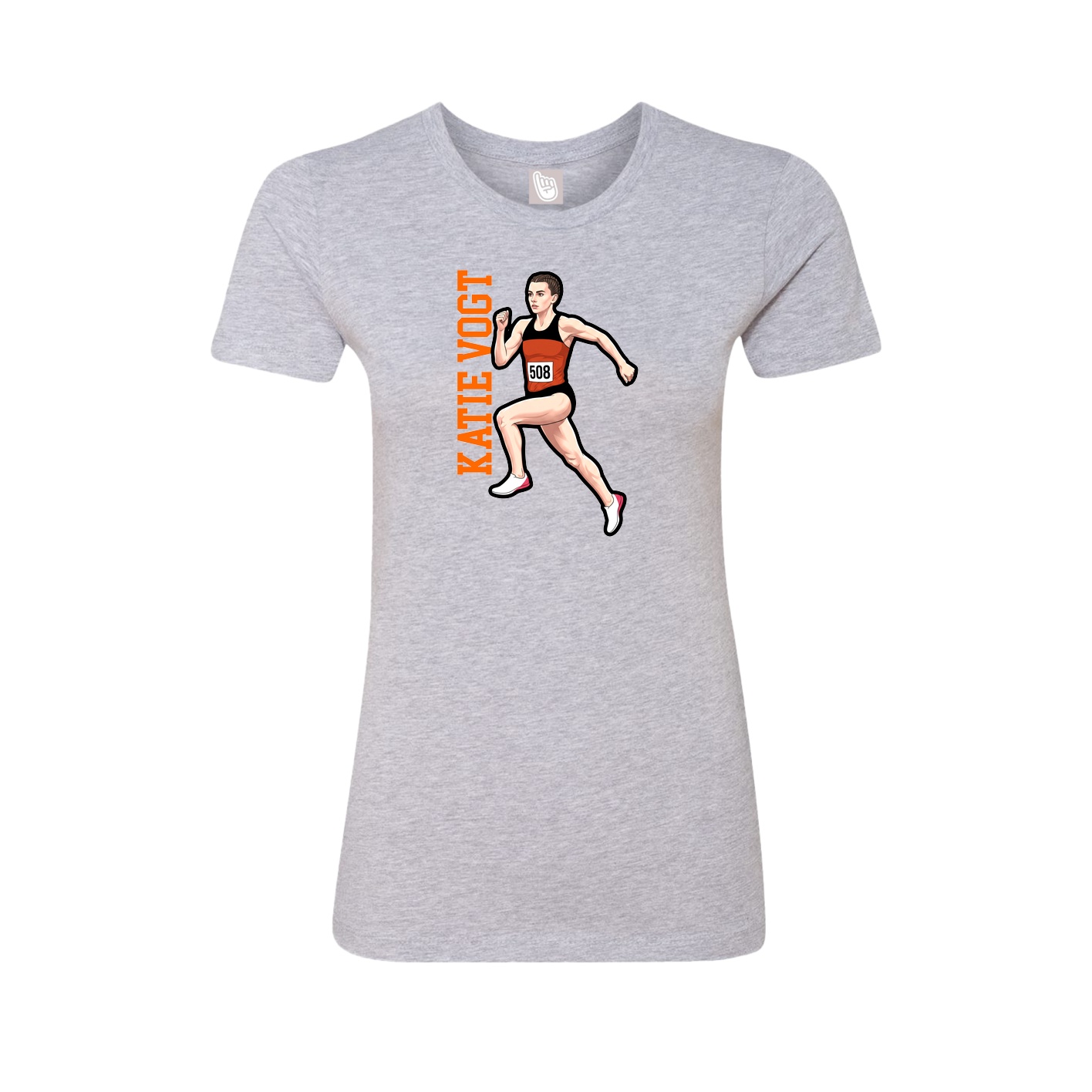 Womens Tee — Name Vertical in Grey