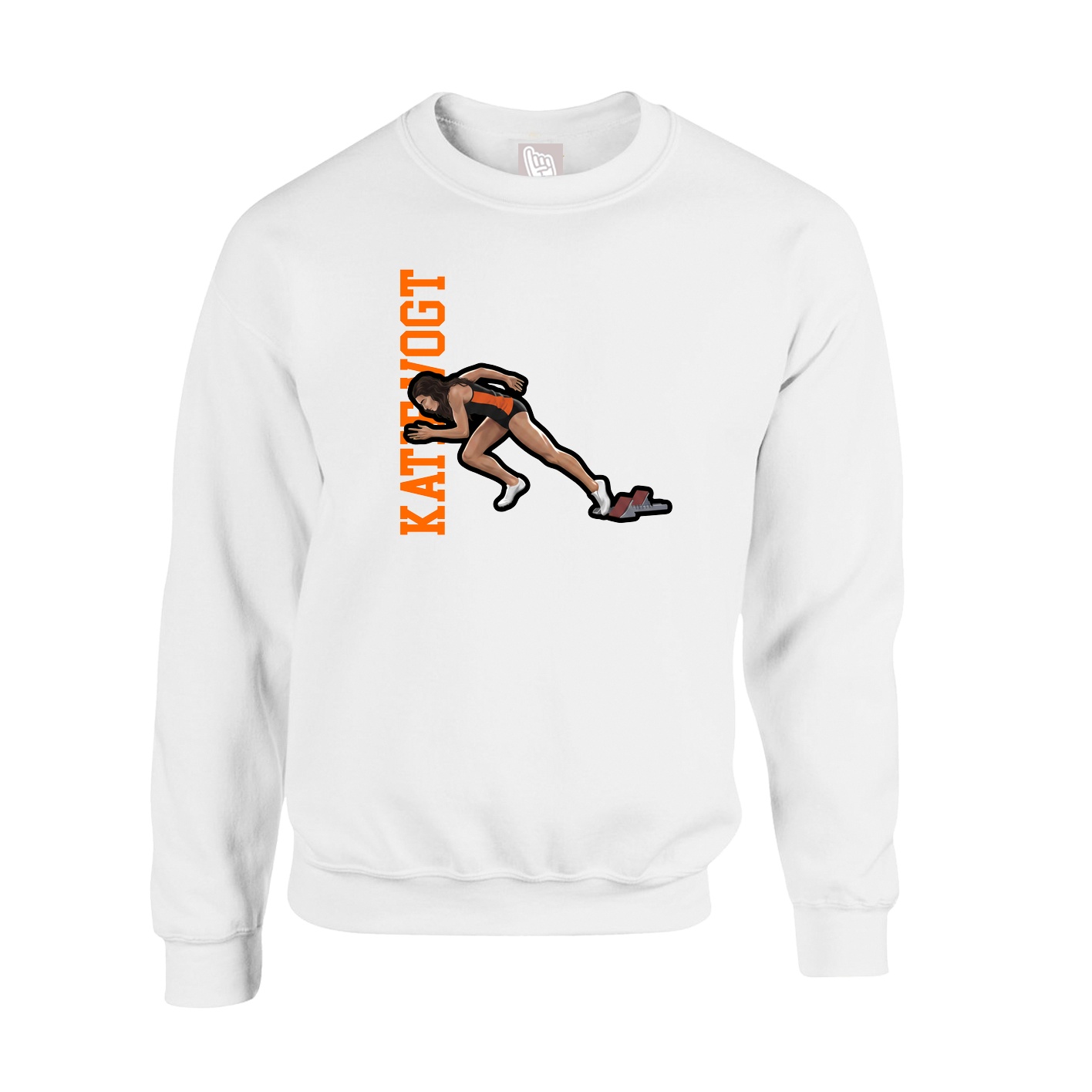 Fleece Crew — Name Vertical in White