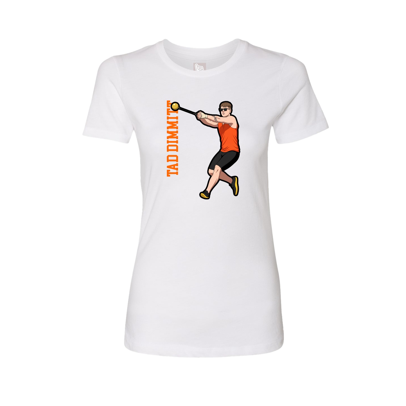 Womens Tee — Name Vertical in White
