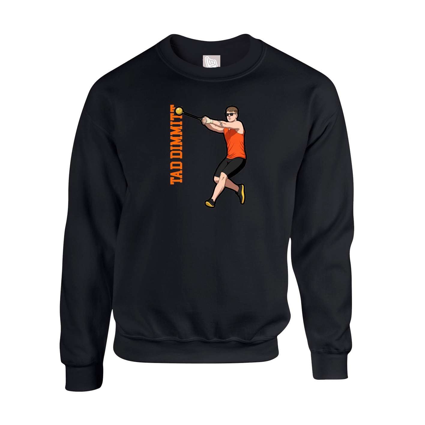 Fleece Crew — Name Vertical in Black