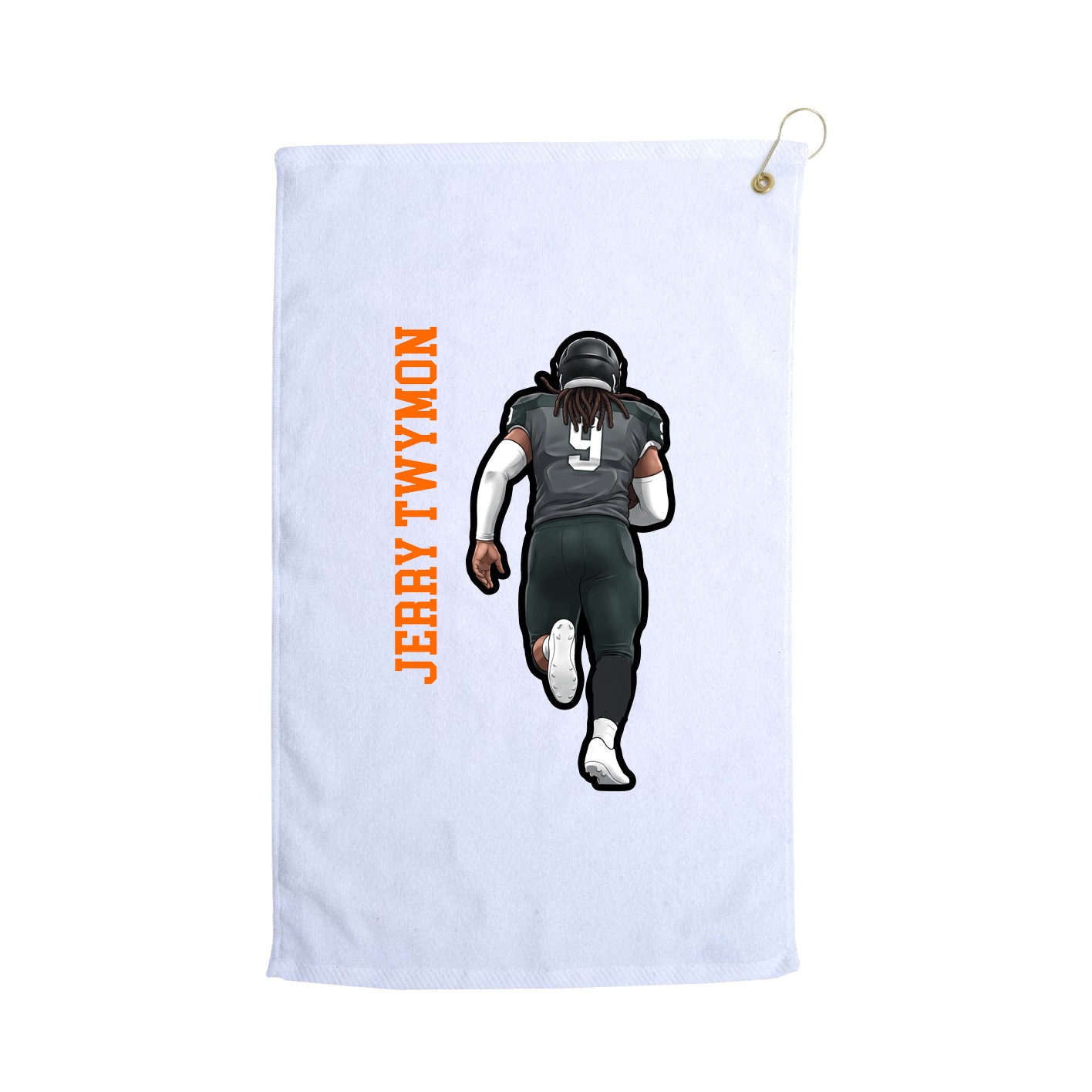 Golf Towel — Name Vertical in White