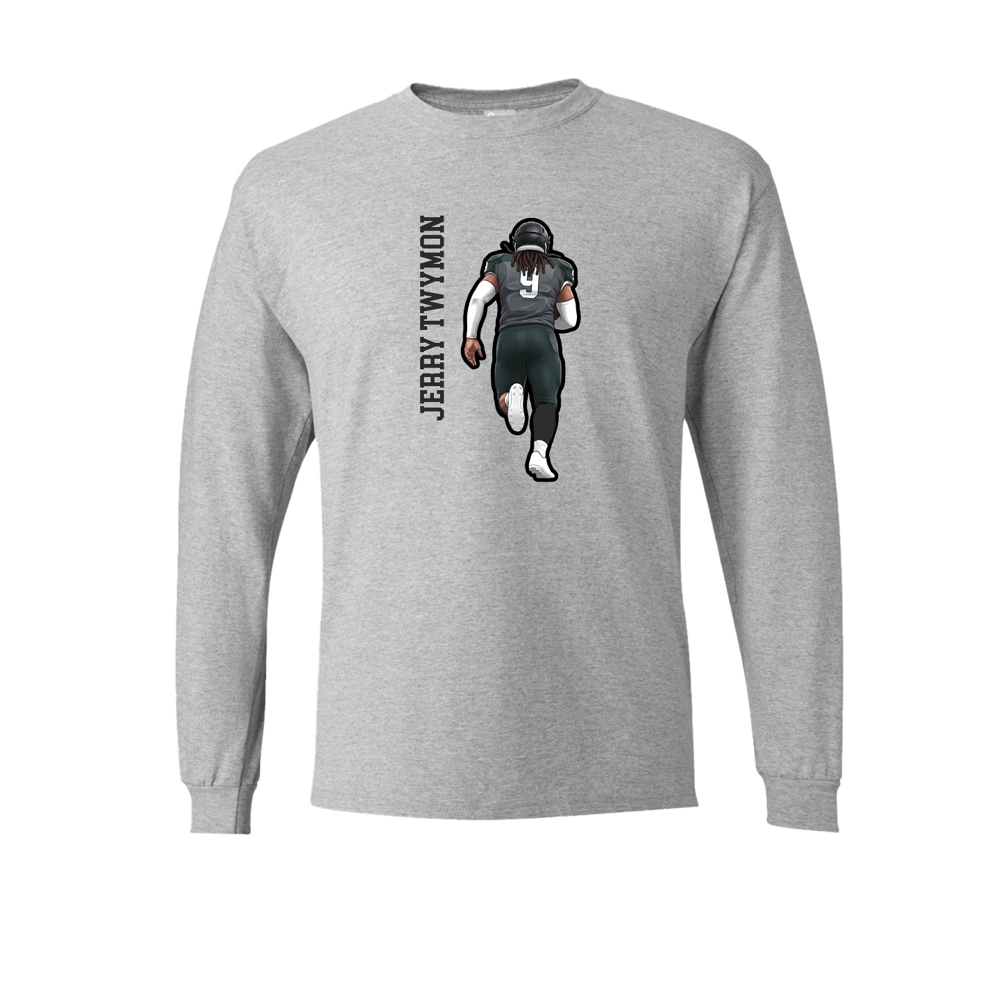 Long Sleeve Tee — Name Vertical in Grey