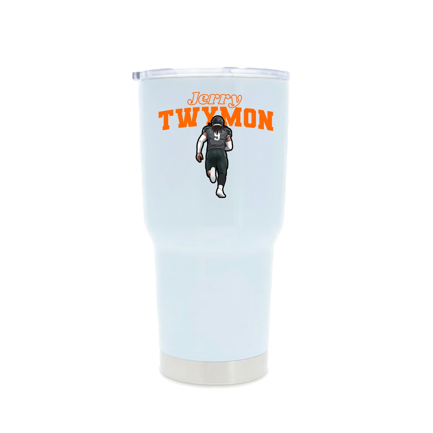30oz Stainless Steel Tumbler — Name Arch in White