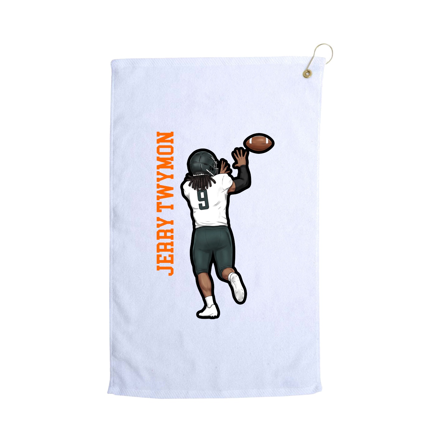 Golf Towel — Name Vertical in White