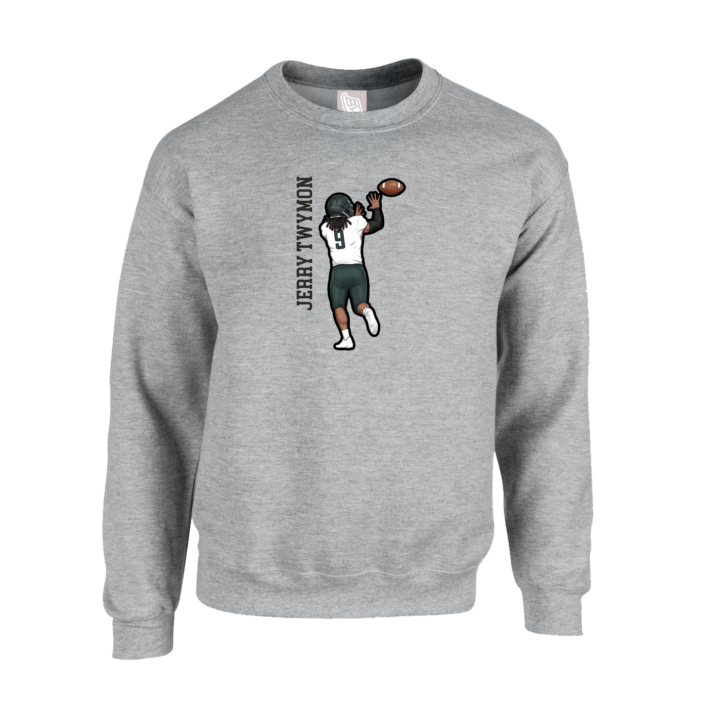 Fleece Crew — Name Vertical in Grey