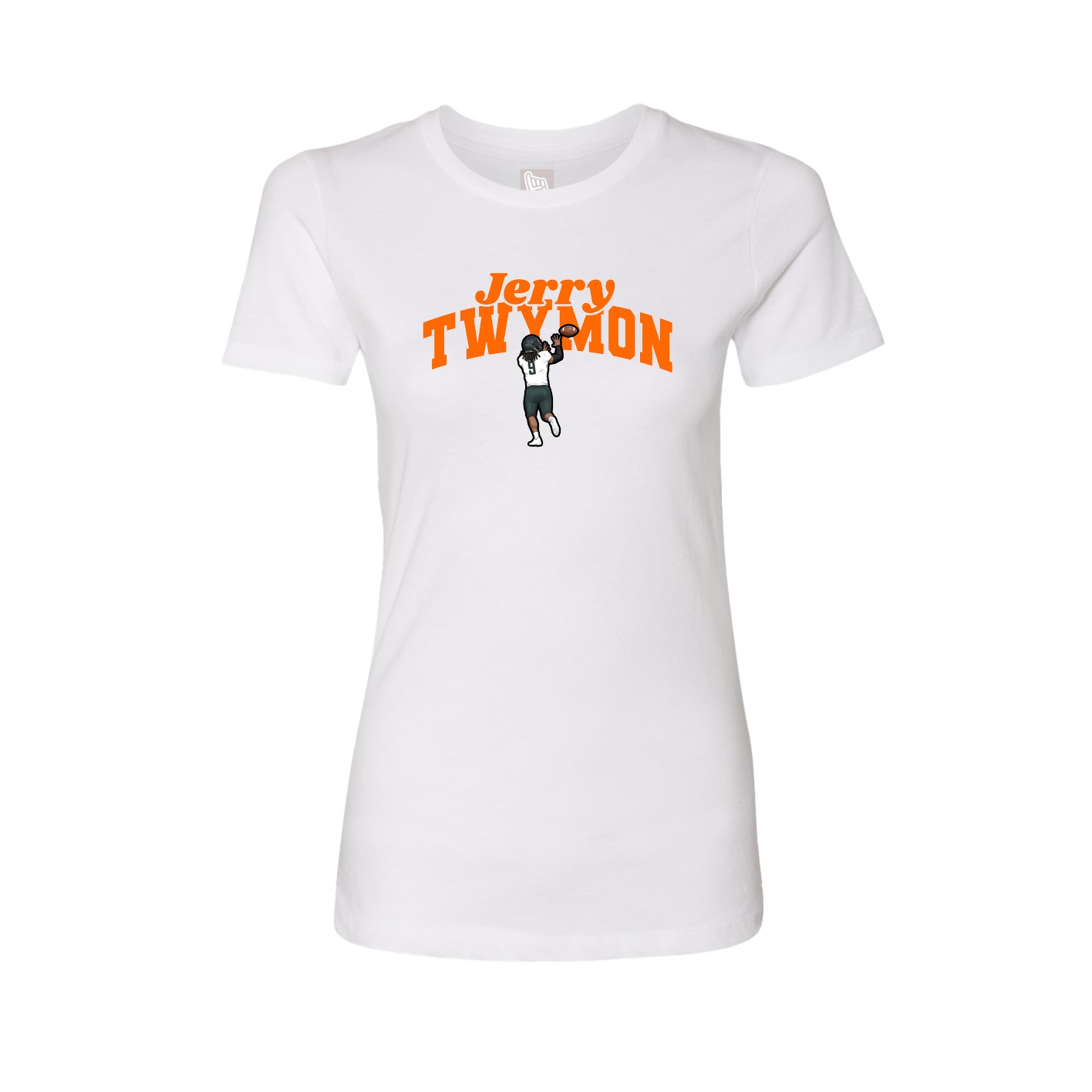 Fitted Women's Tee — Signature Arch in White