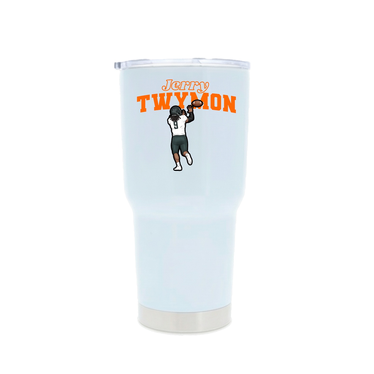 30oz Stainless Steel Tumbler — Name Arch in White