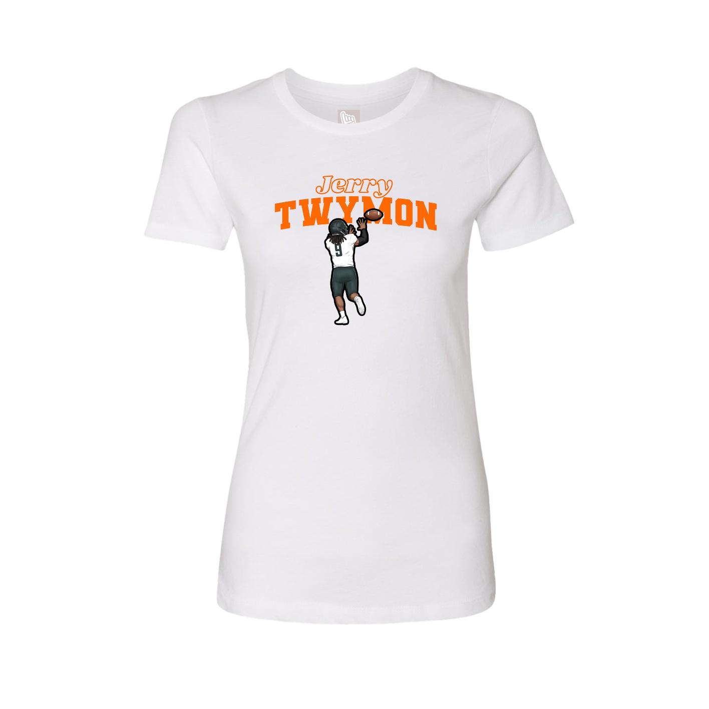 Fitted Women's Tee — Name Arch in White
