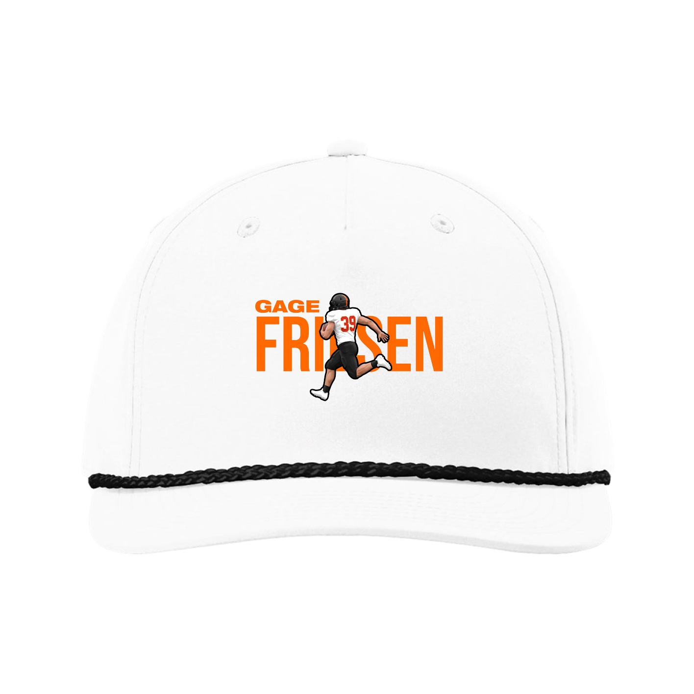 Five-Panel Classic Rope Cap — Player Name in White