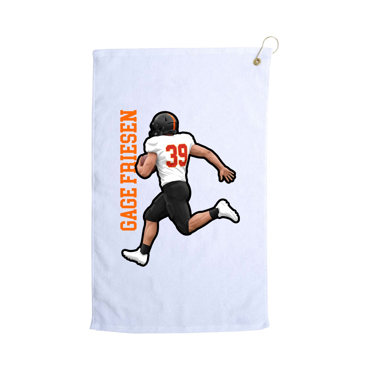 Golf Towel — Name Vertical in White