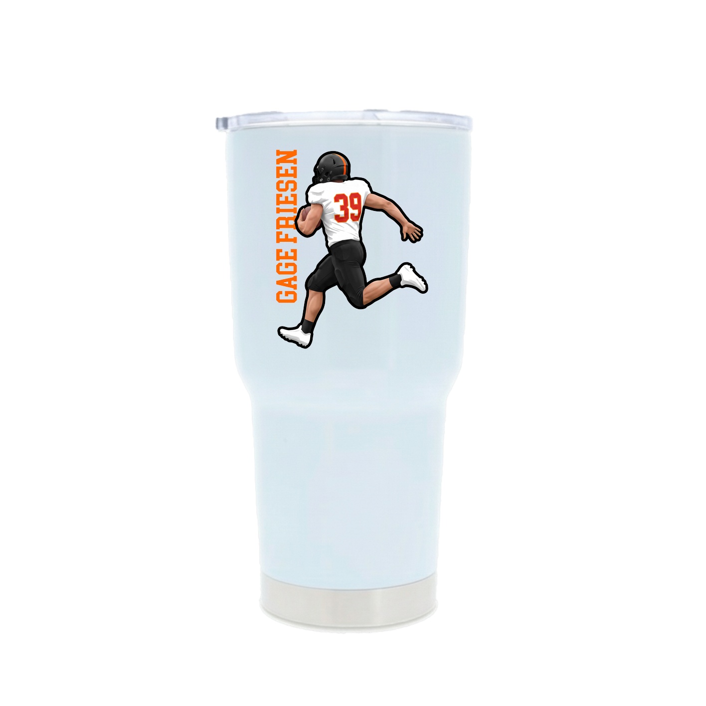 30oz Stainless Steel Tumbler — Name Vertical in White