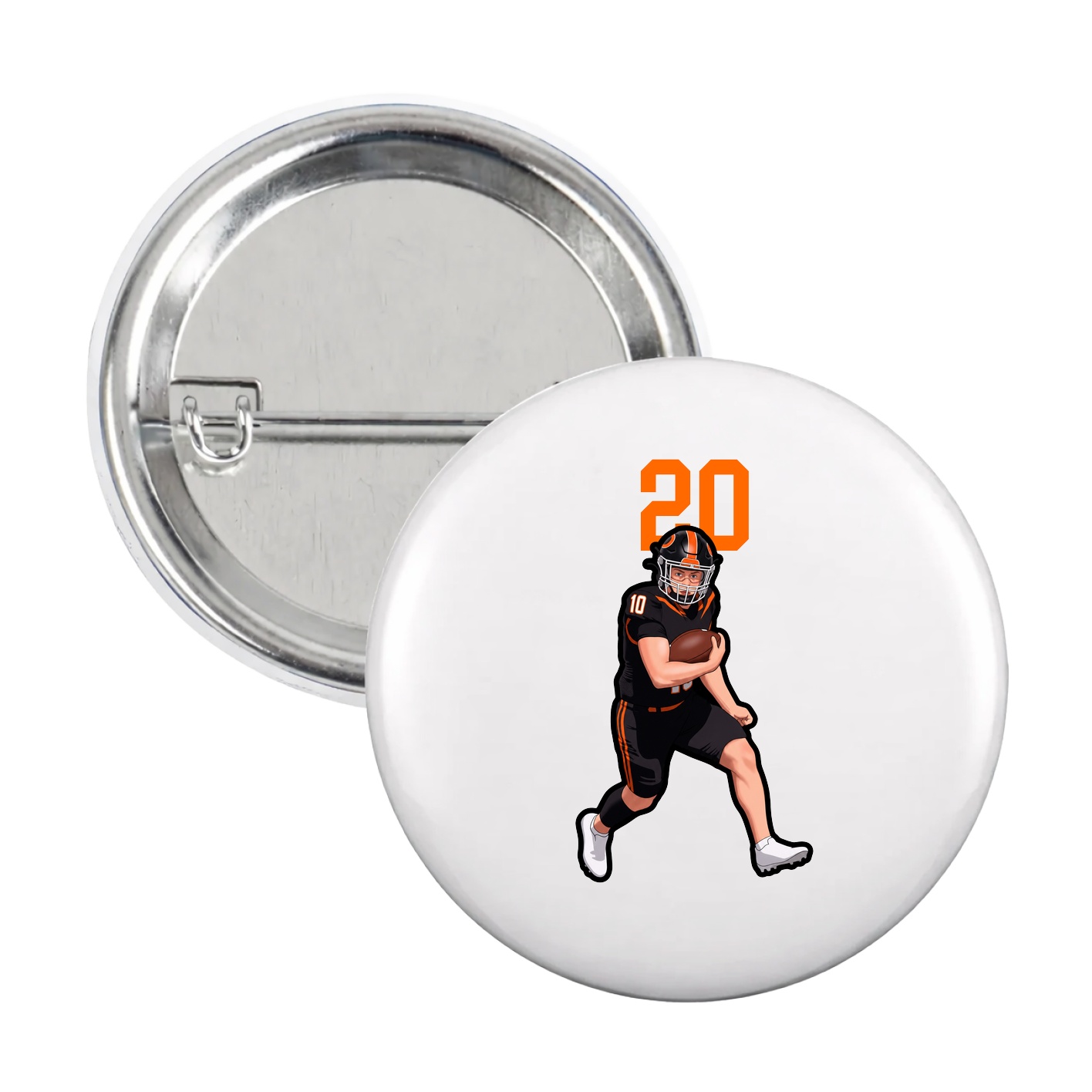 Game Day Button — Number Top in White